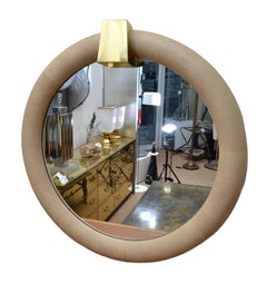 Karl Springer Style Shagreen Mirror with Brass Keystone