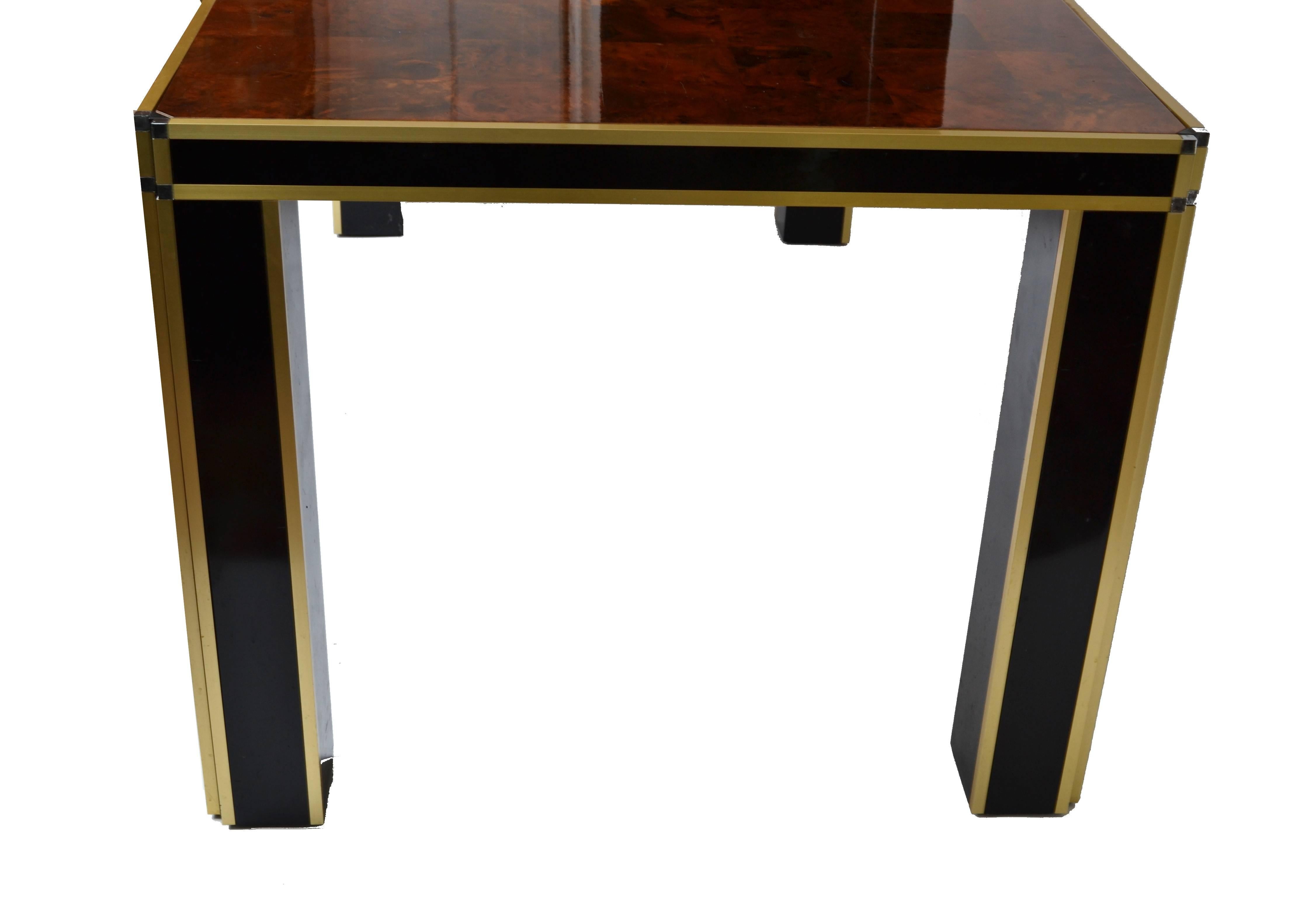 Mid-Century Modern Romeo Rega Brass and Burl Wood Dining Table