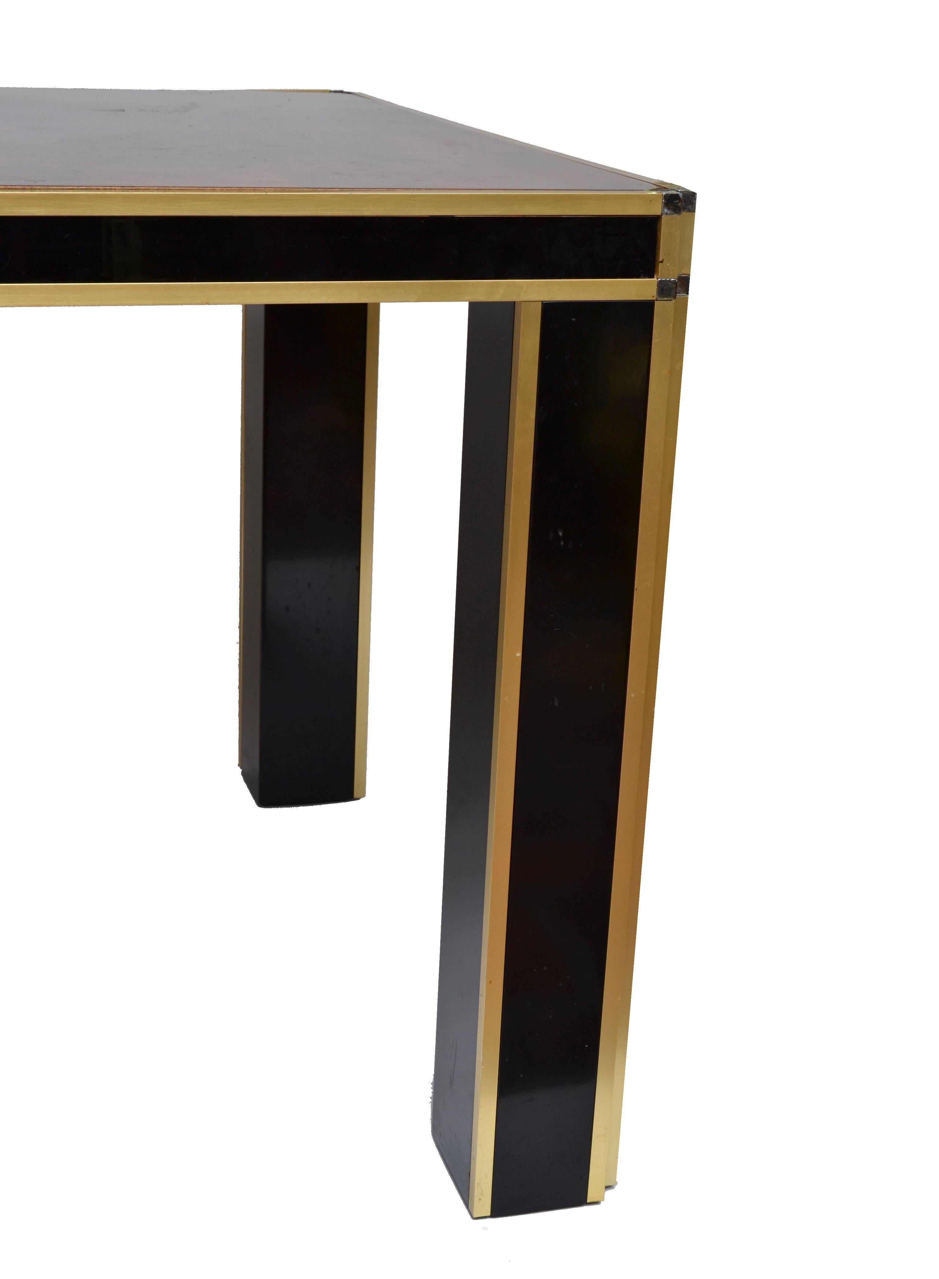 Late 20th Century Romeo Rega Brass and Burl Wood Dining Table