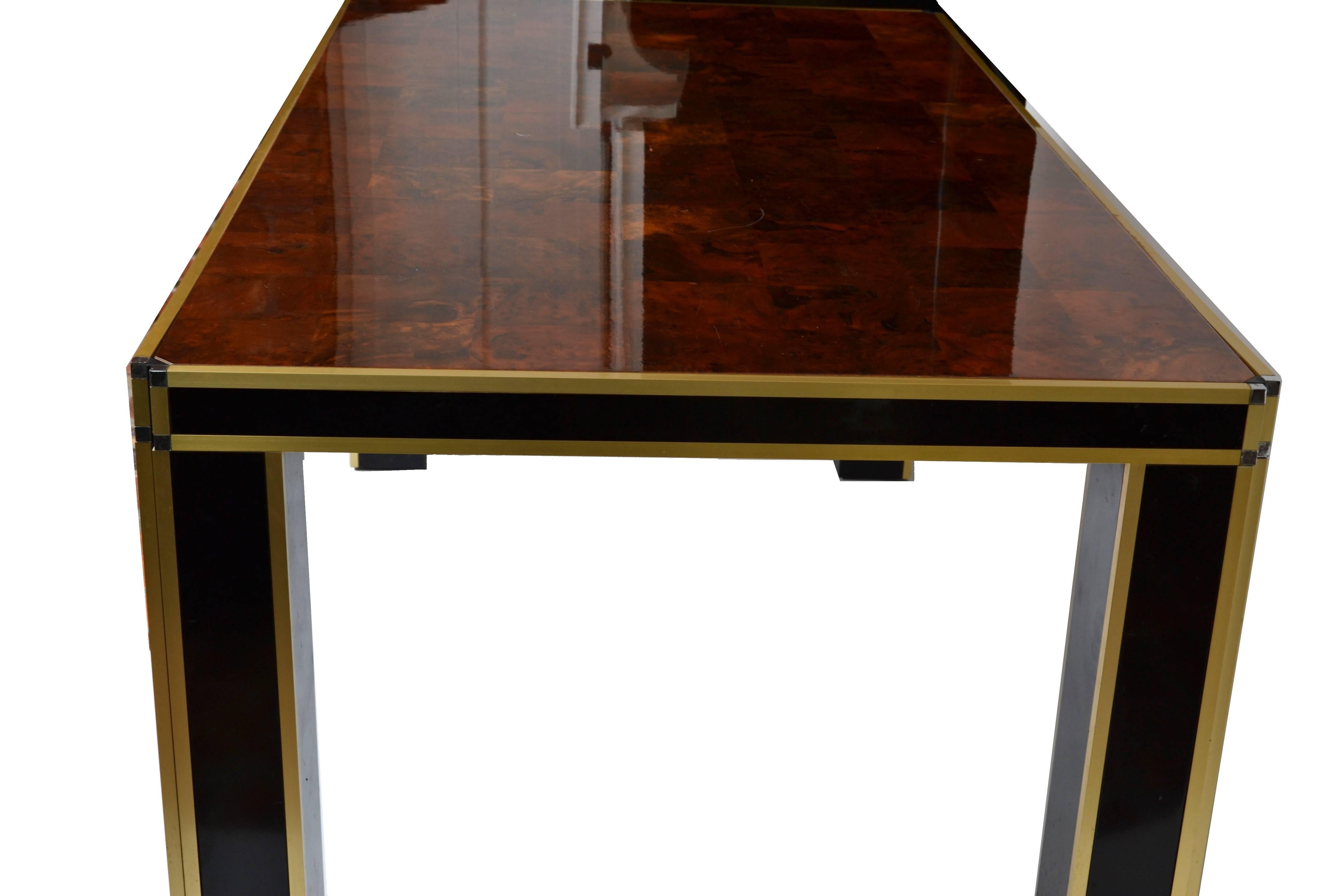 Romeo Rega Brass and Burl Wood Dining Table 1