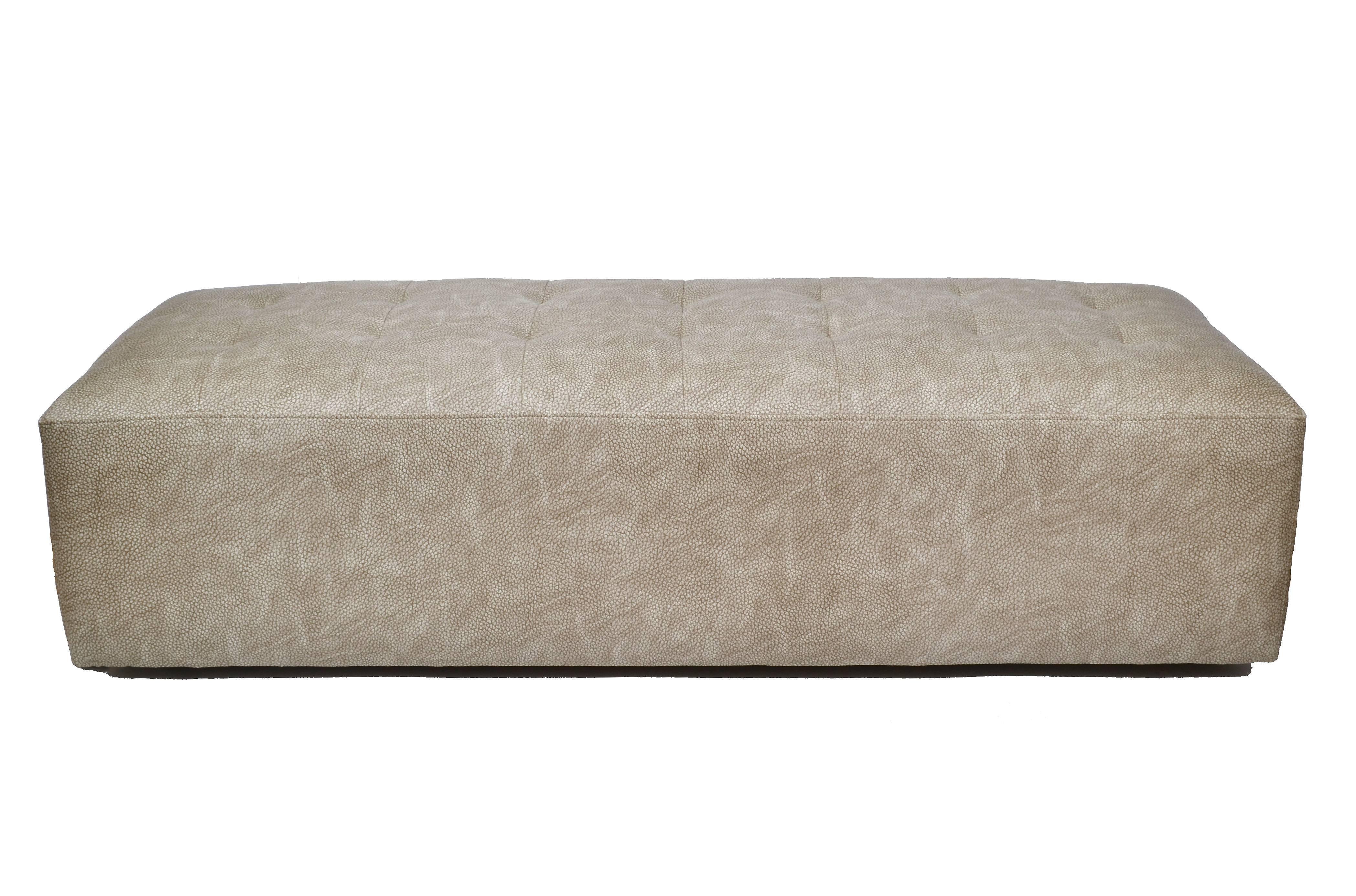 Modern faux shagreen leather bench on casters.
Ideal for children or in front of a bed.

        