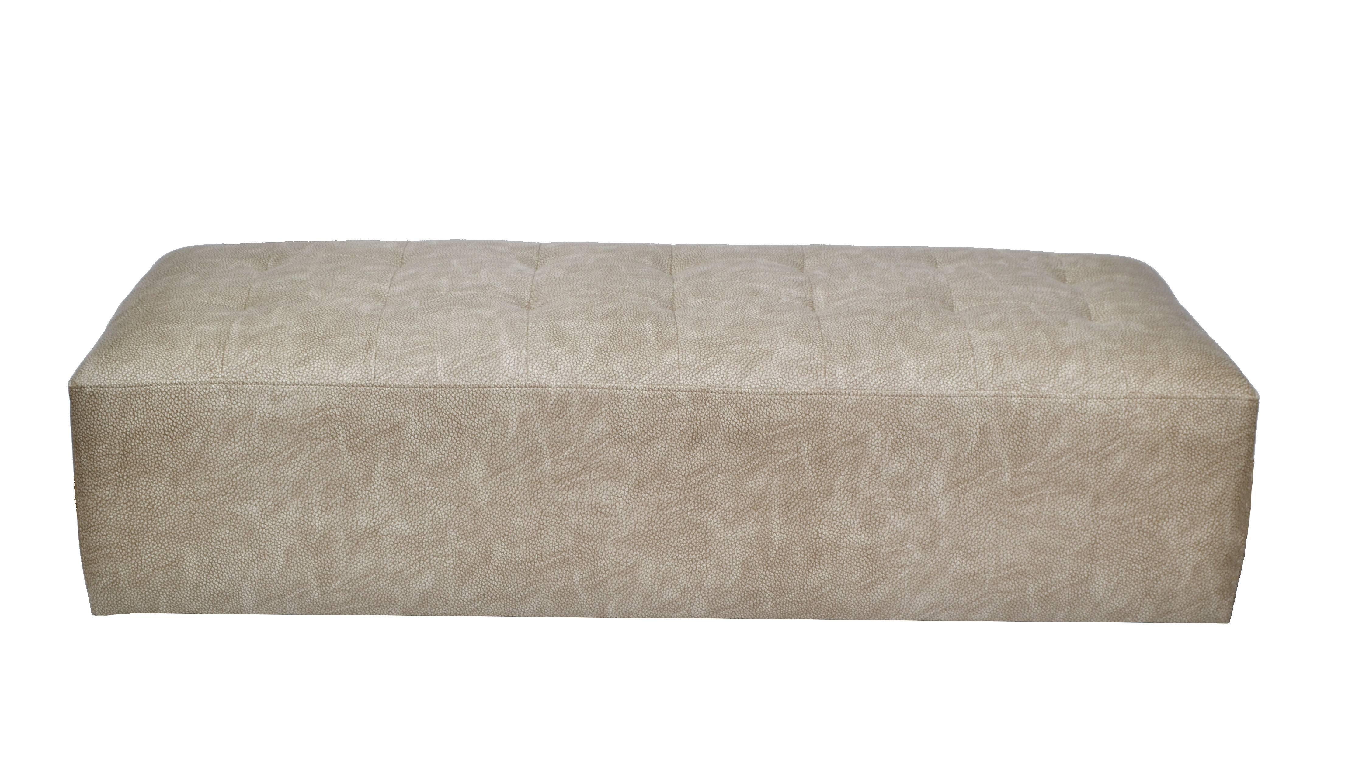 Contemporary Faux Shagreen Leather Modern Bench on Casters For Sale