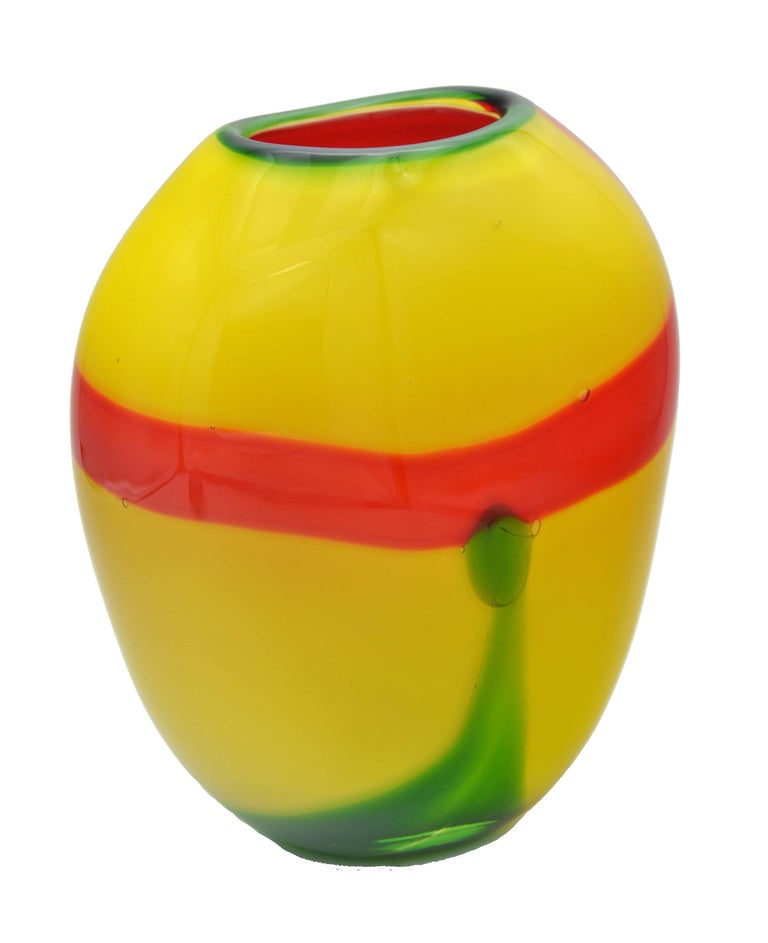 Striking Yellow Murano Glass Vase For Sale at 1stDibs