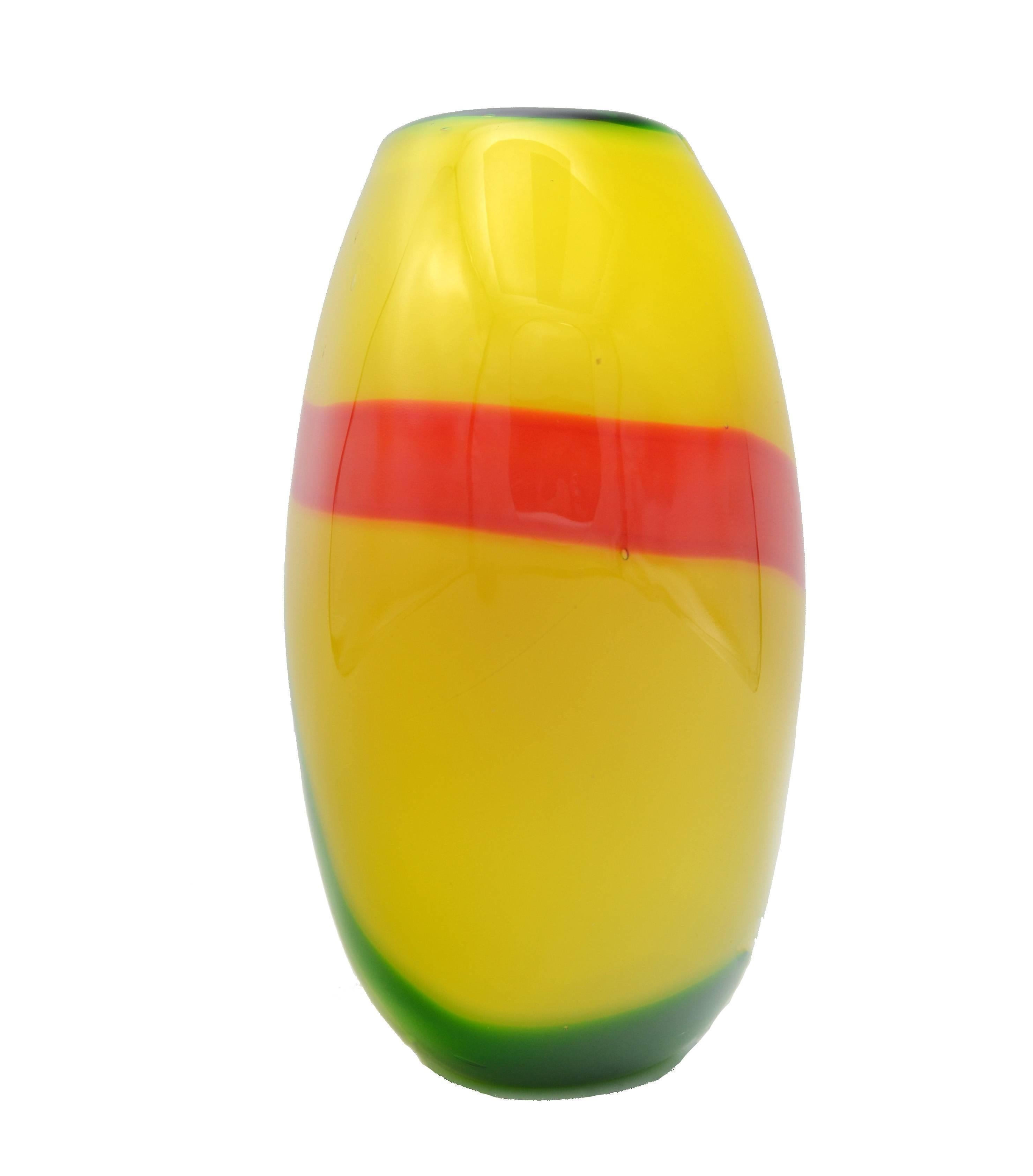 murano glass vase yellow