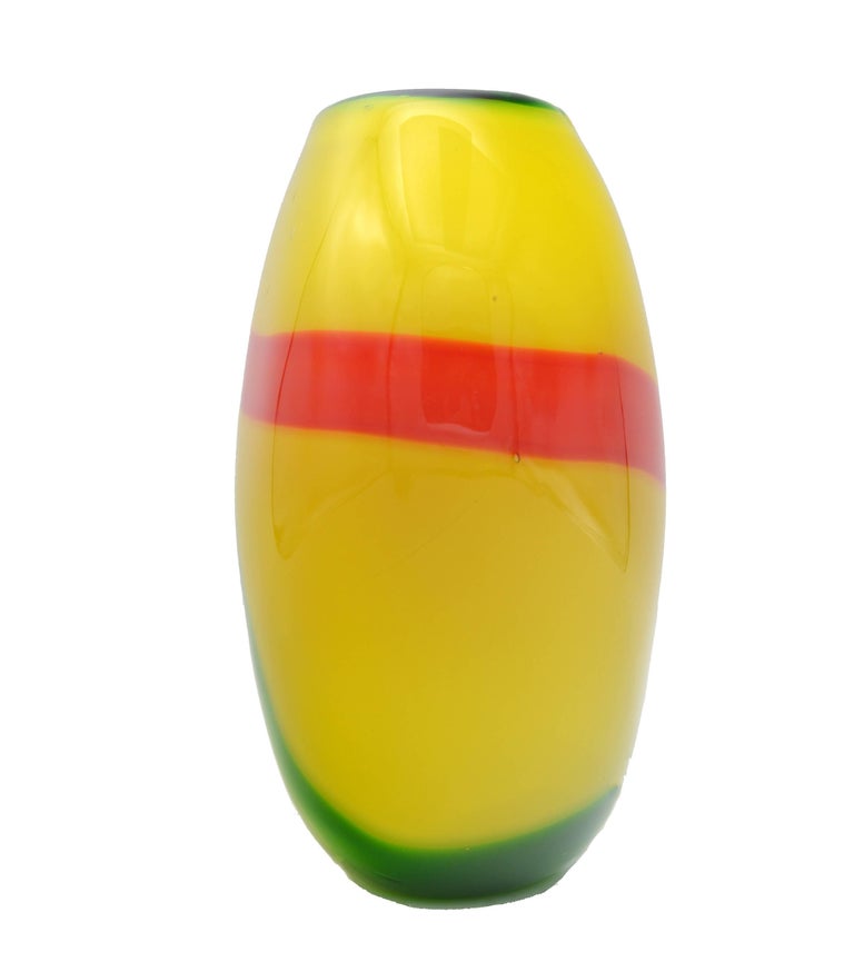 Striking Yellow Murano Glass Vase For Sale at 1stDibs