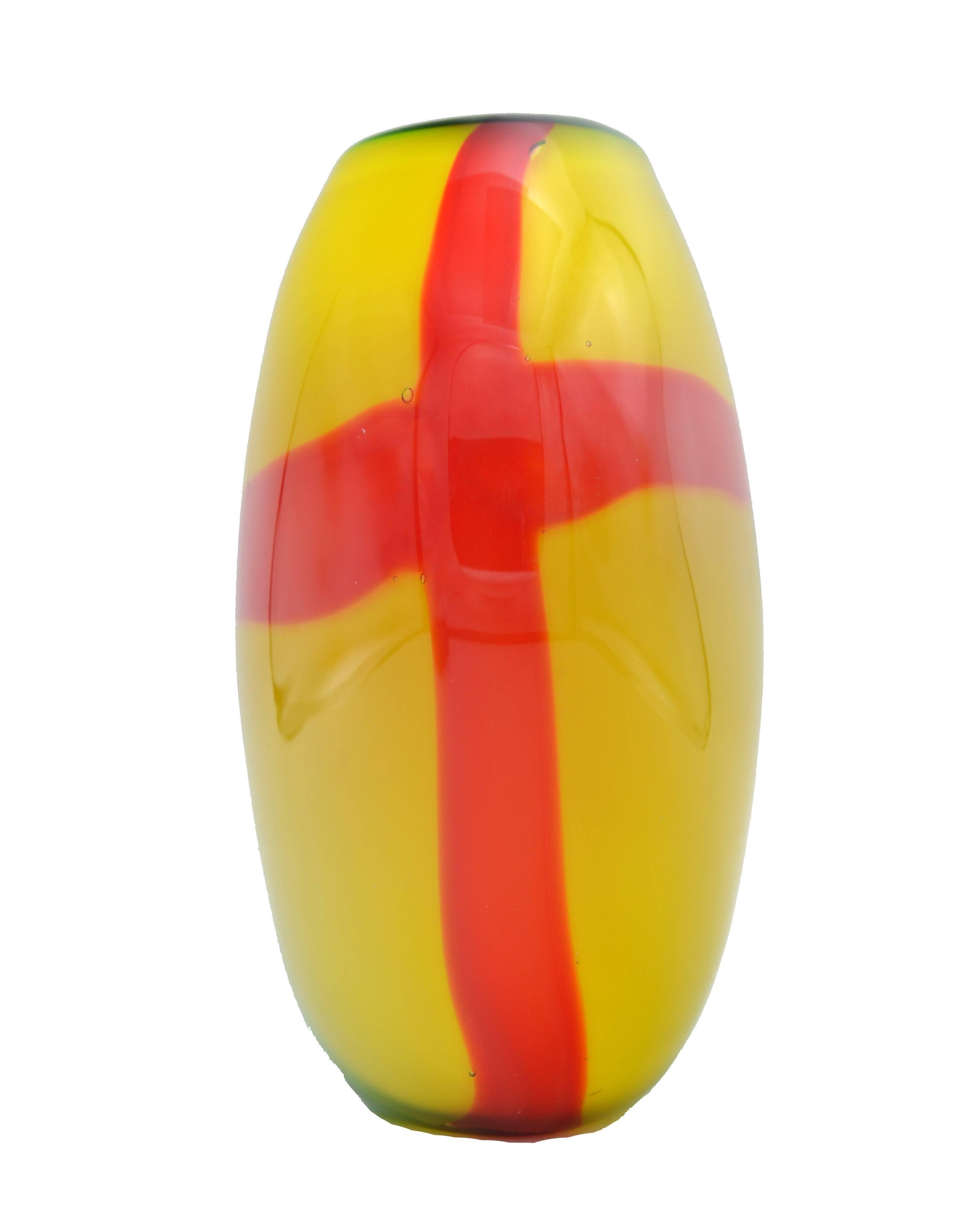 Mid-Century Modern Striking Yellow Murano Glass Vase