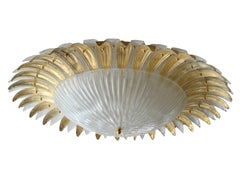 Modern Italian Murano Glass Palm Leaves Chandelier