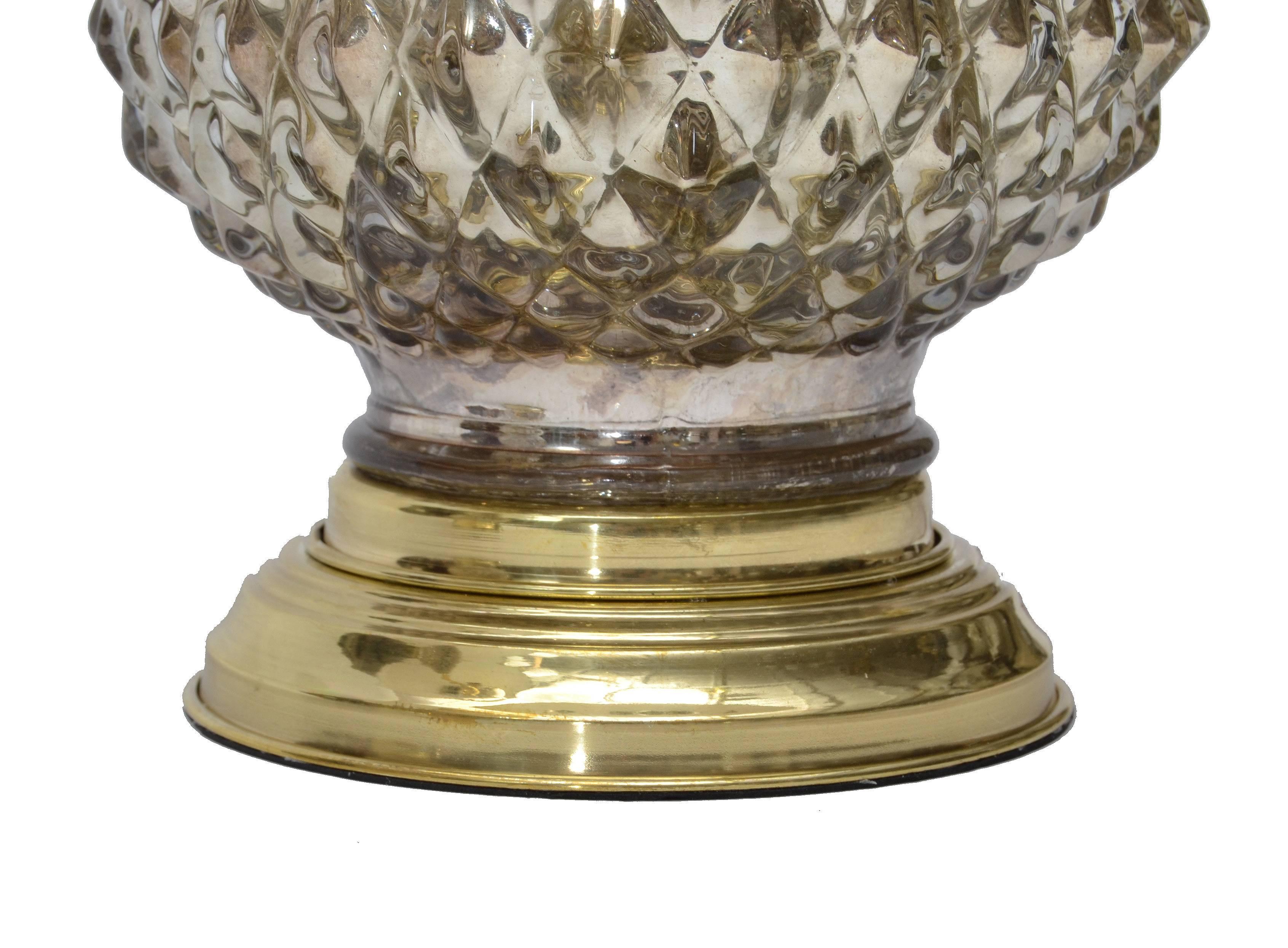 20th Century Mercury Glass Pineapple Table Lamps, Pair