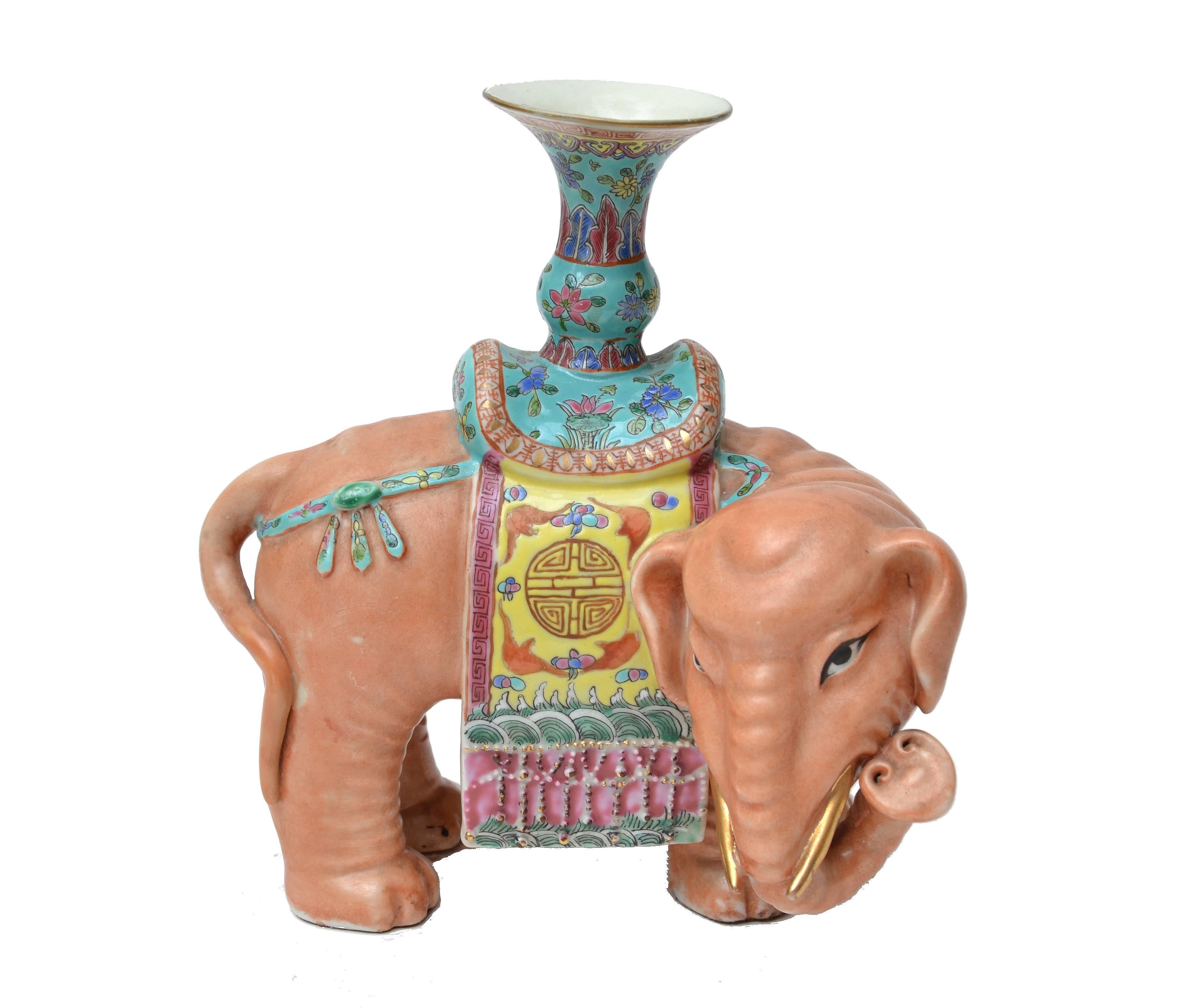Chinese ceramic elephant sculpture.
From the Qing Dynasty Ca. 1725
Marked under the saddle.