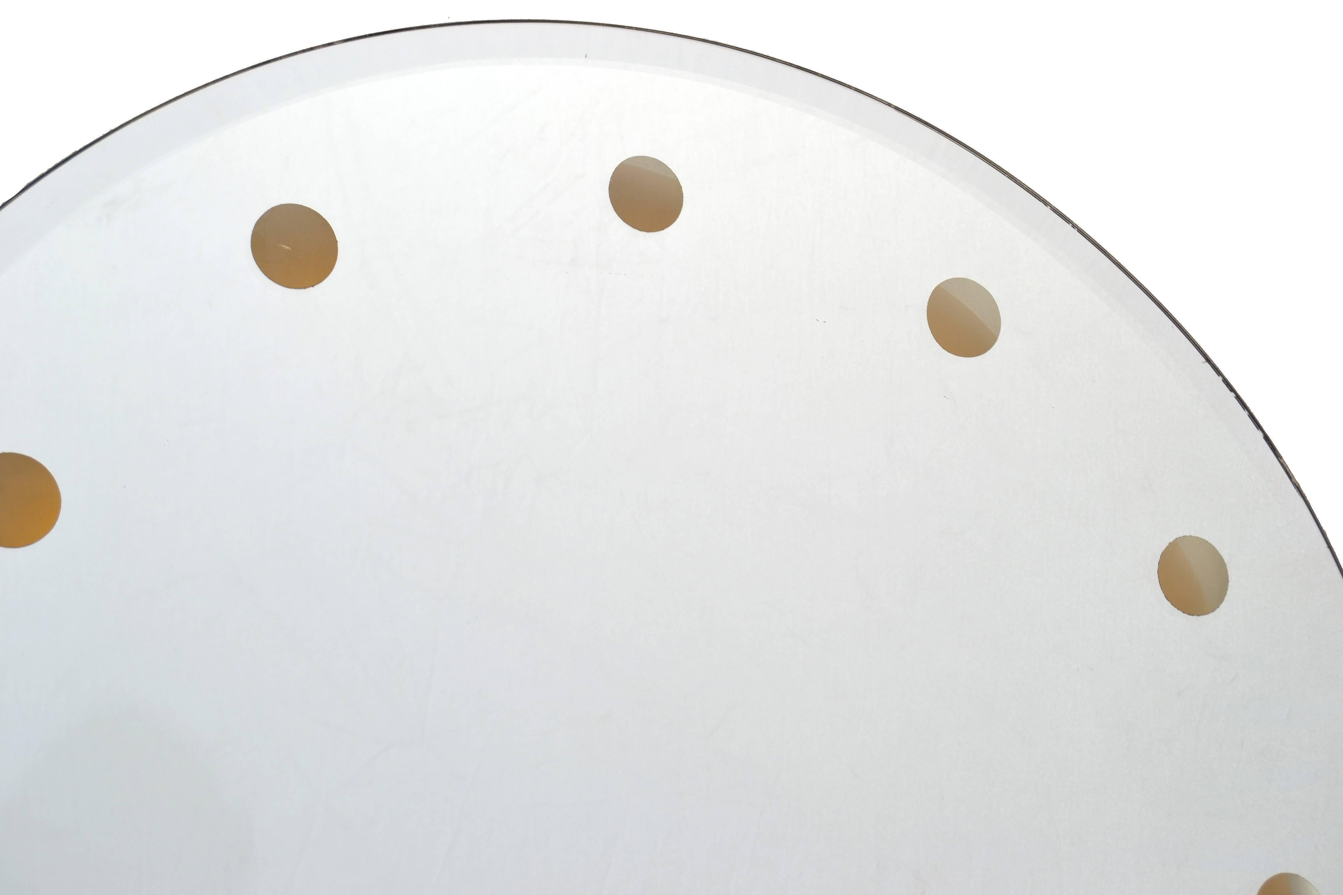 20th Century Mid-Century Modern Venetian Round Dotted Glass Mirror Backlit Fontana Arte Style For Sale