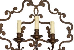1940s Italian Neoclassical Wrought Iron Applique 3 Light Wall Sconce