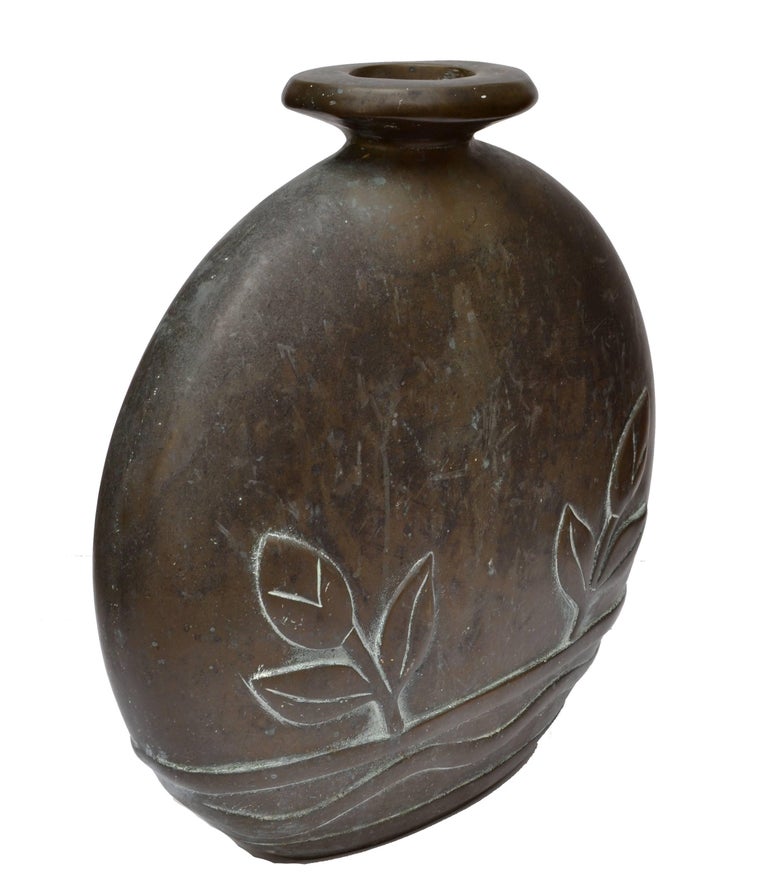 Solid Bronze Cast Vase at 1stDibs
