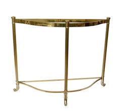 Hollywood Regency Demilune Brass Console