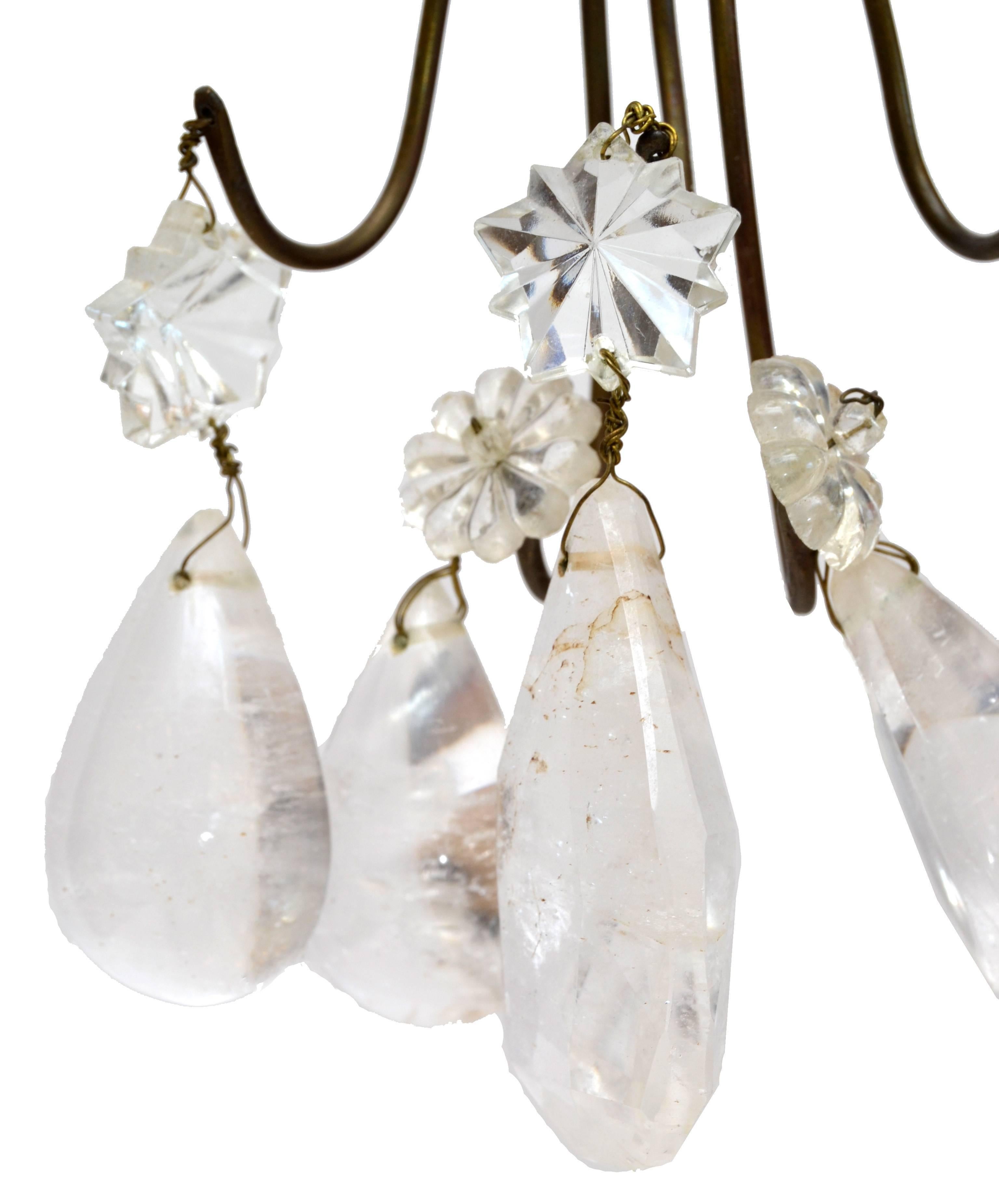 Bohemian Rock Crystal and Bronze Wall Sconces, a Pair In Good Condition In Miami, FL