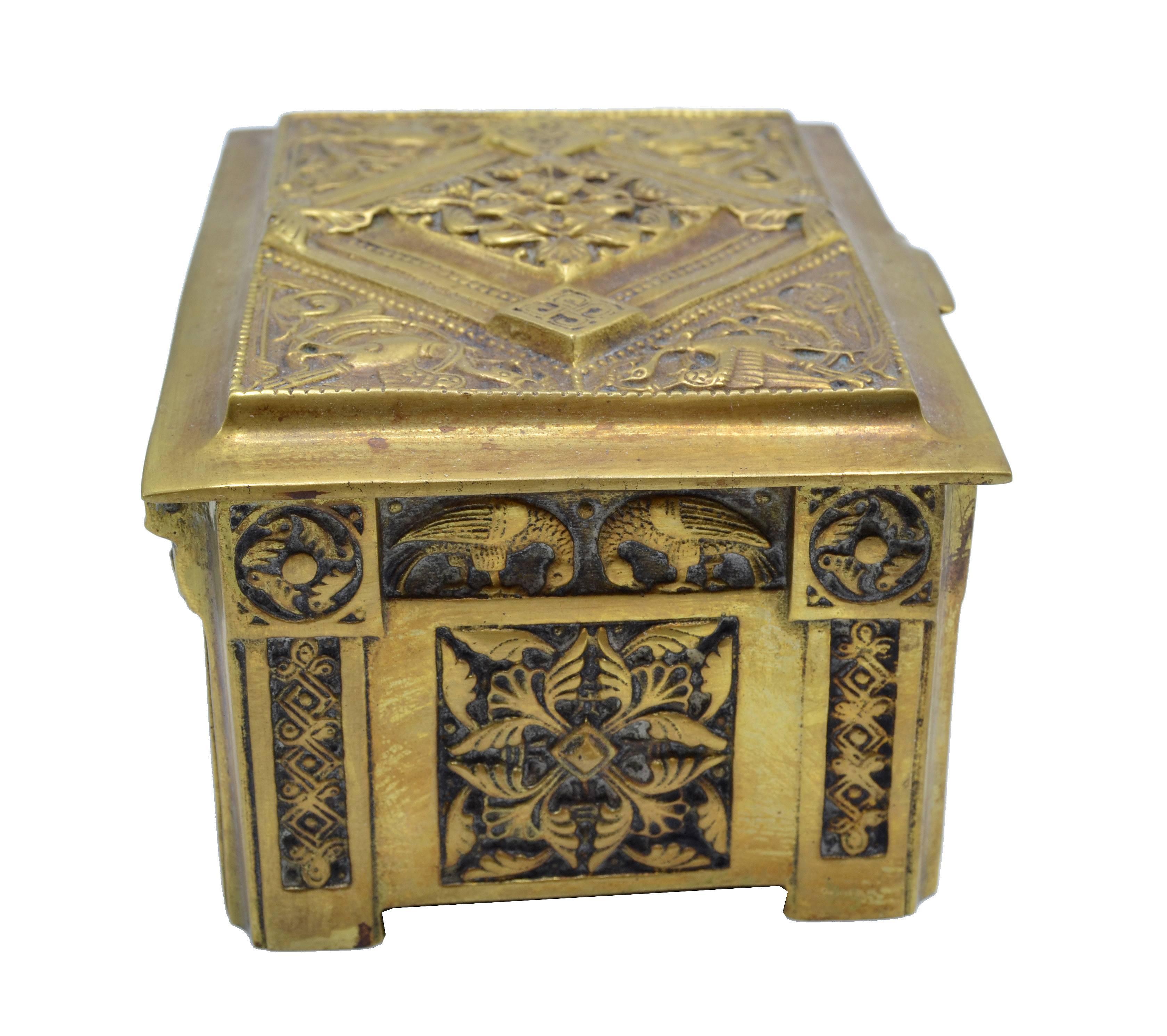 Belgian Antique Bronze Box from Belgium Gothic Style For Sale
