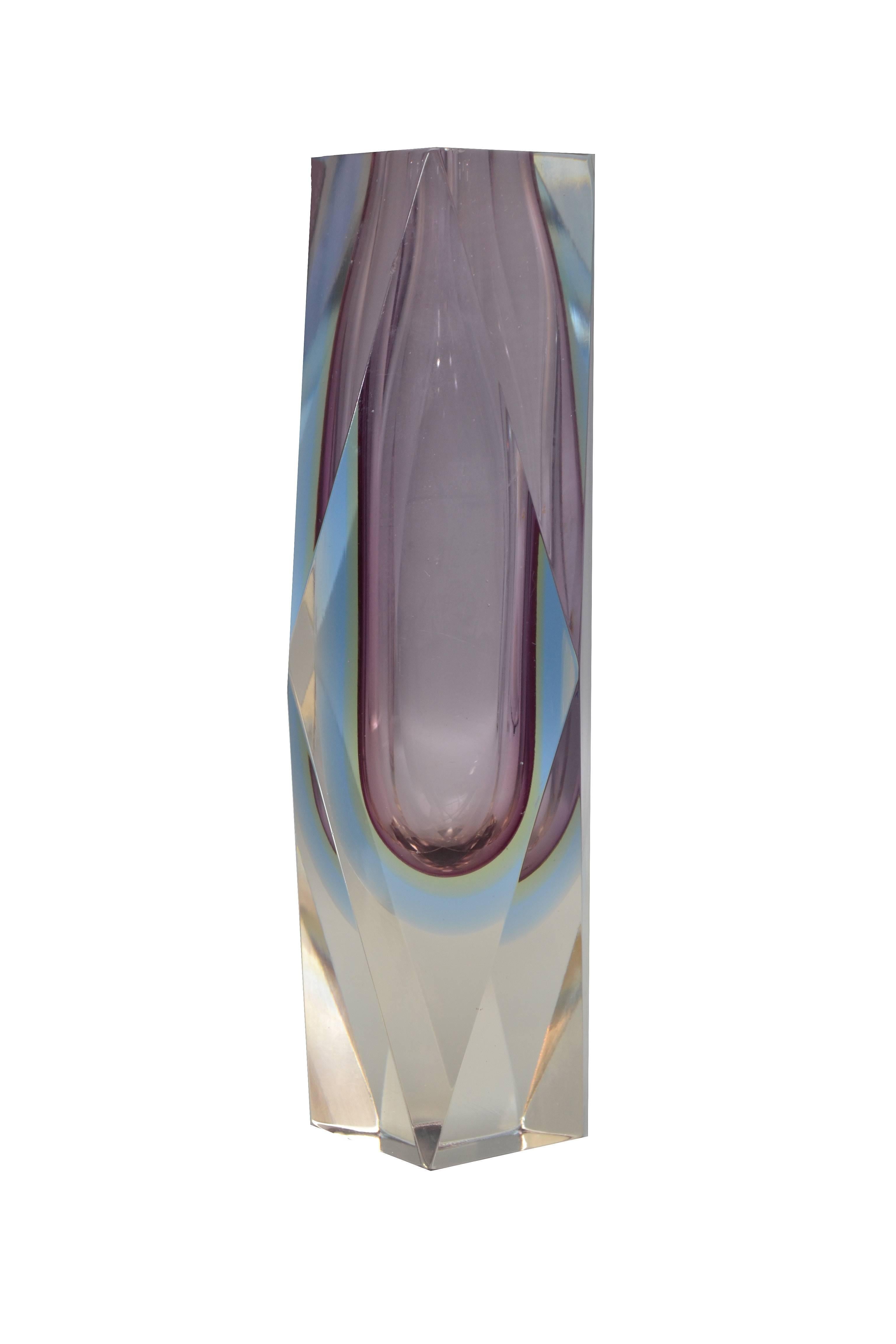 Faceted Vase in Violet Attributed to Mandruzzato 1