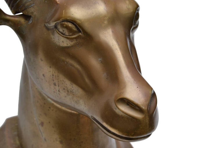 Mid-20th Century Solid Bronze Ram's Head Table Top Sculpture For Sale