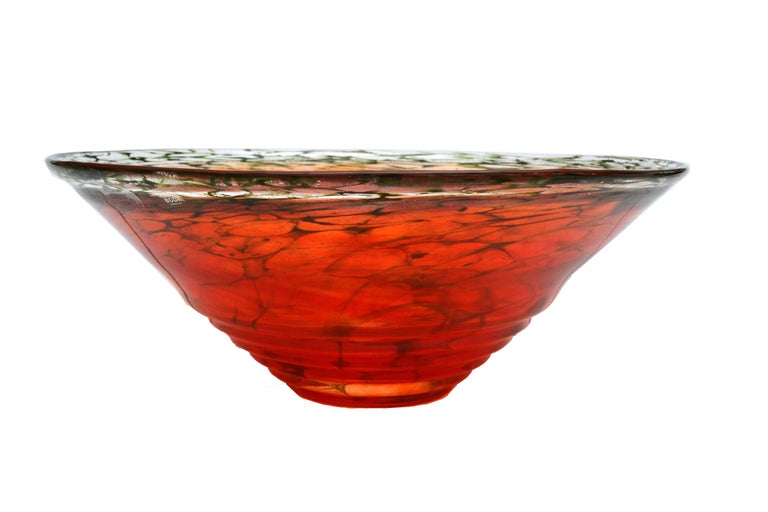 Artist's Choice from Kosta Boda Red Art Glass Bowl Signed by Kjell