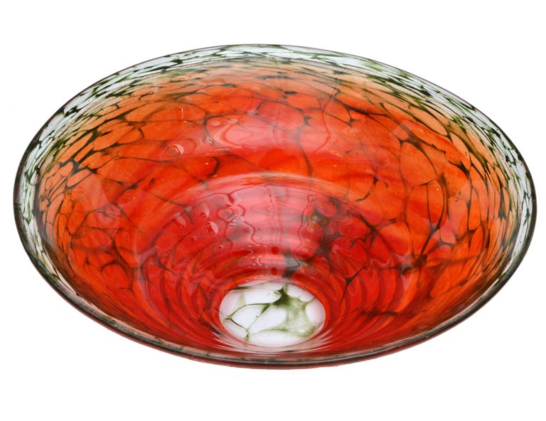 Artist's Choice from Kosta Boda Red Art Glass Bowl Signed by Kjell