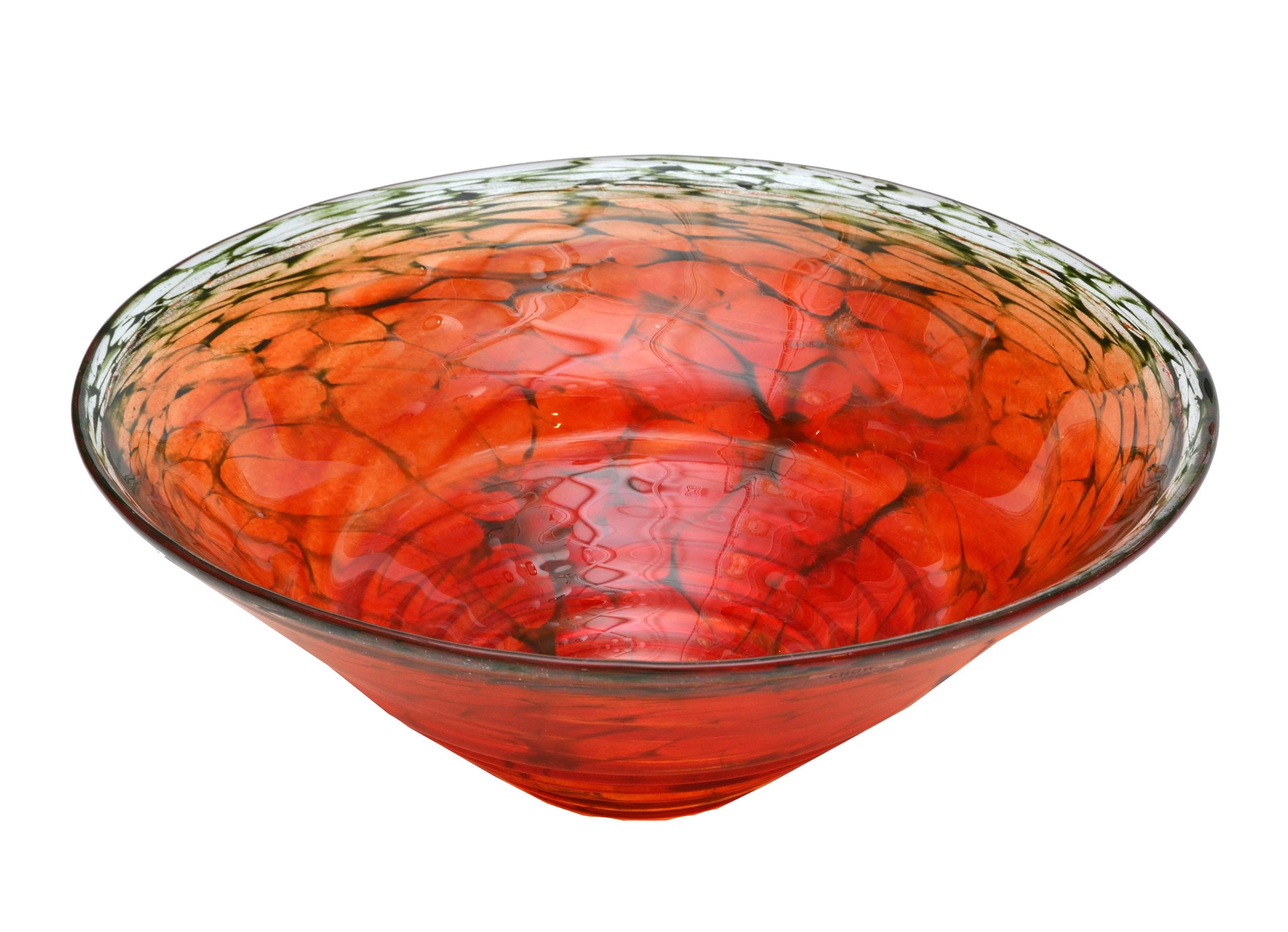 Mid-Century Modern Artist's Choice from Kosta Boda Red Art Glass Bowl Signed by Kjell Engman