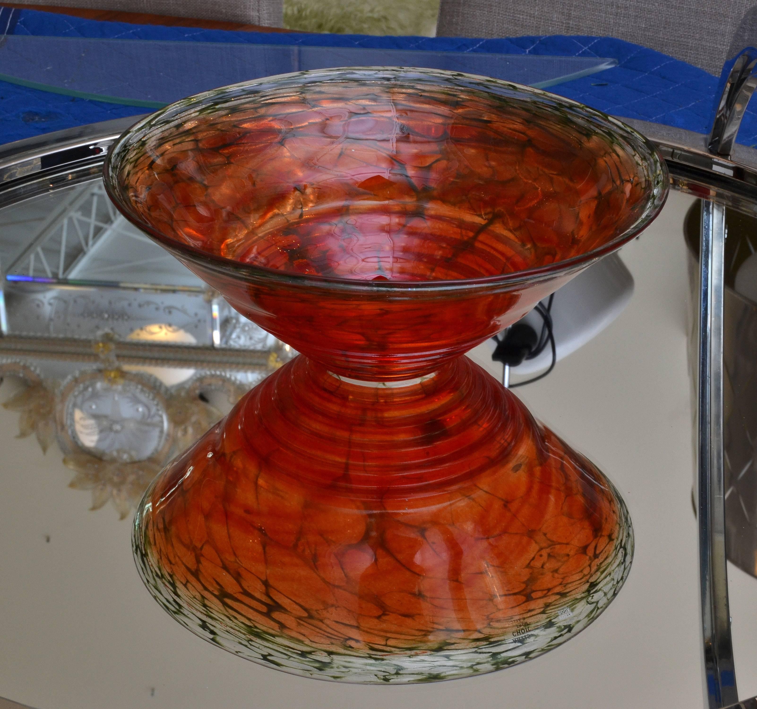 20th Century Artist's Choice from Kosta Boda Red Art Glass Bowl Signed by Kjell Engman
