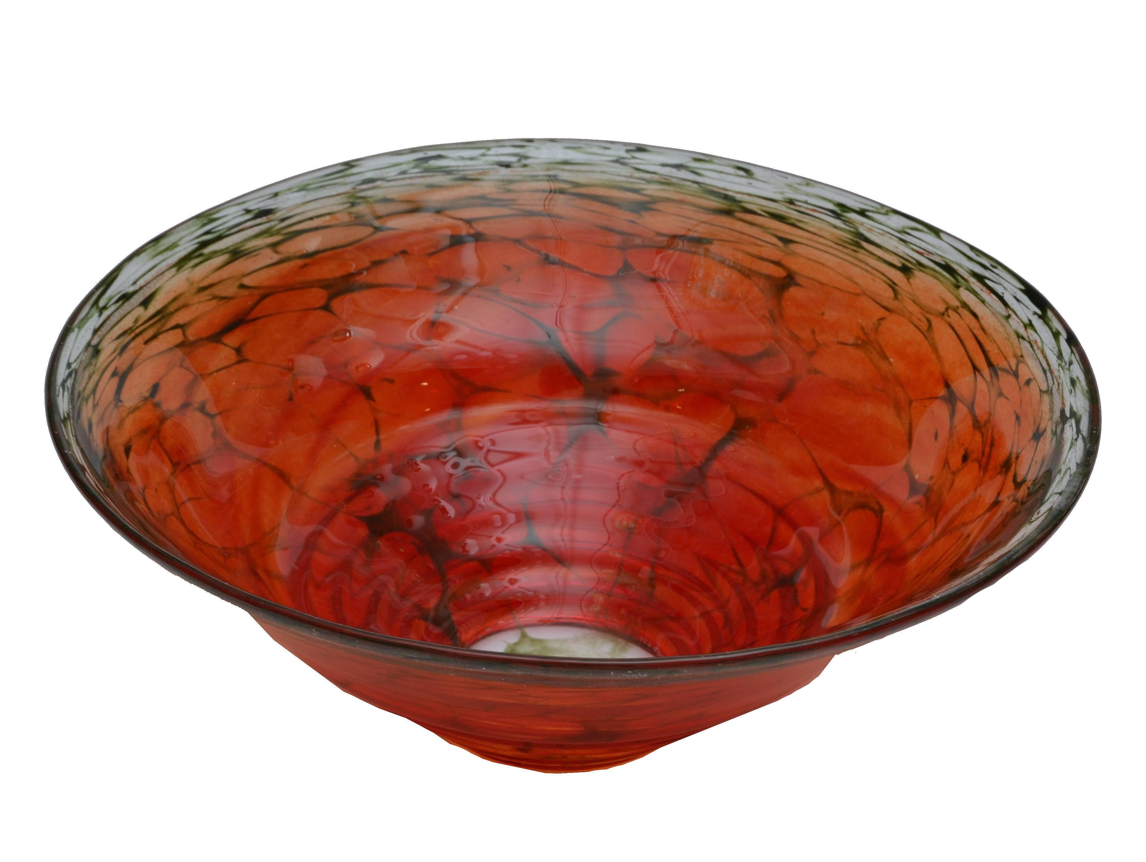 Artist's Choice from Kosta Boda Red Art Glass Bowl Signed by Kjell Engman 1