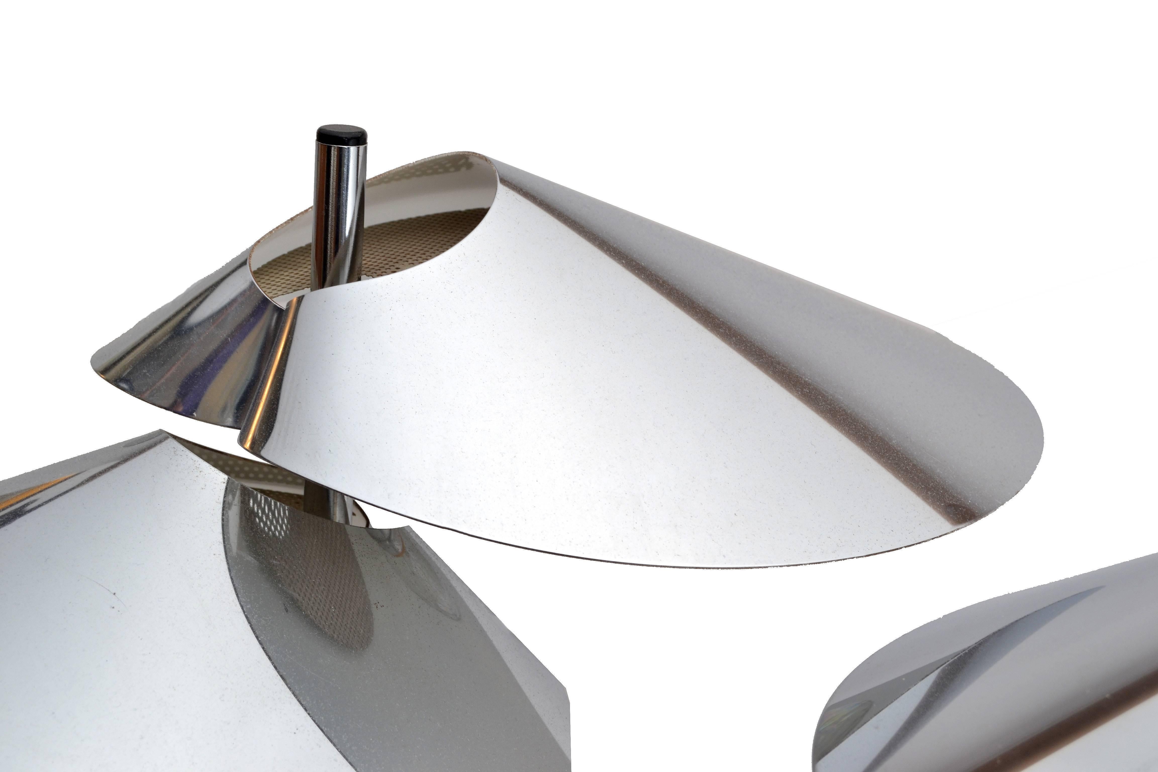 Pair of Curtis Jere Double Sided 'Visor' Table Lamps in Chrome In Good Condition In Miami, FL
