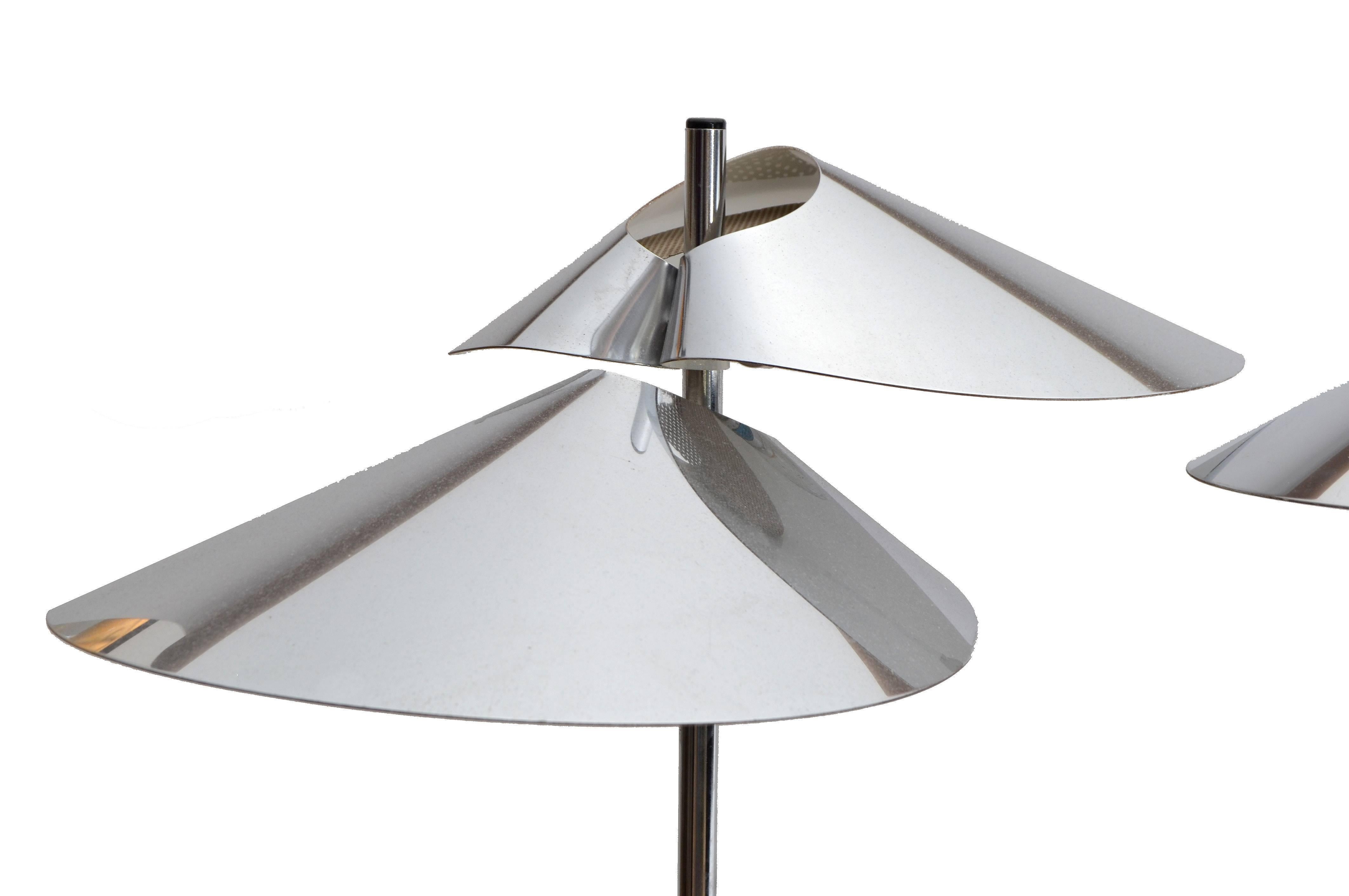Pair of Curtis Jere Double Sided 'Visor' Table Lamps in Chrome 1