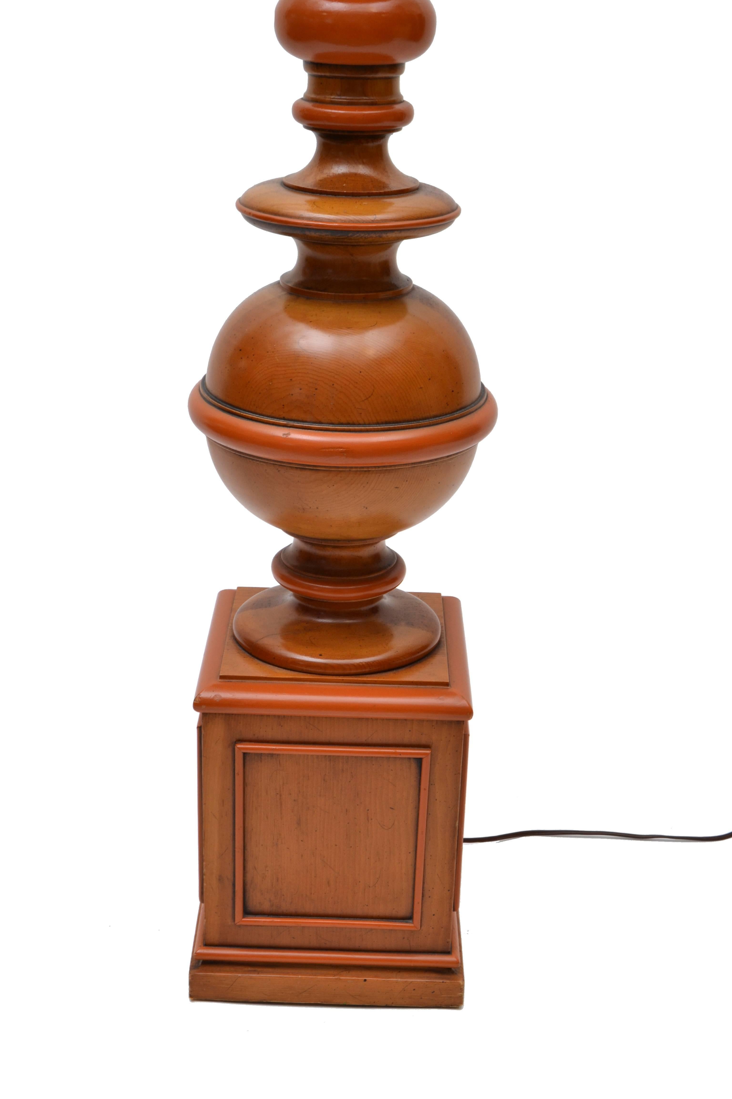 American Mid-20th Century Regency Turned Wooden Knob Creek of Morganton Floor Lamp Shade For Sale