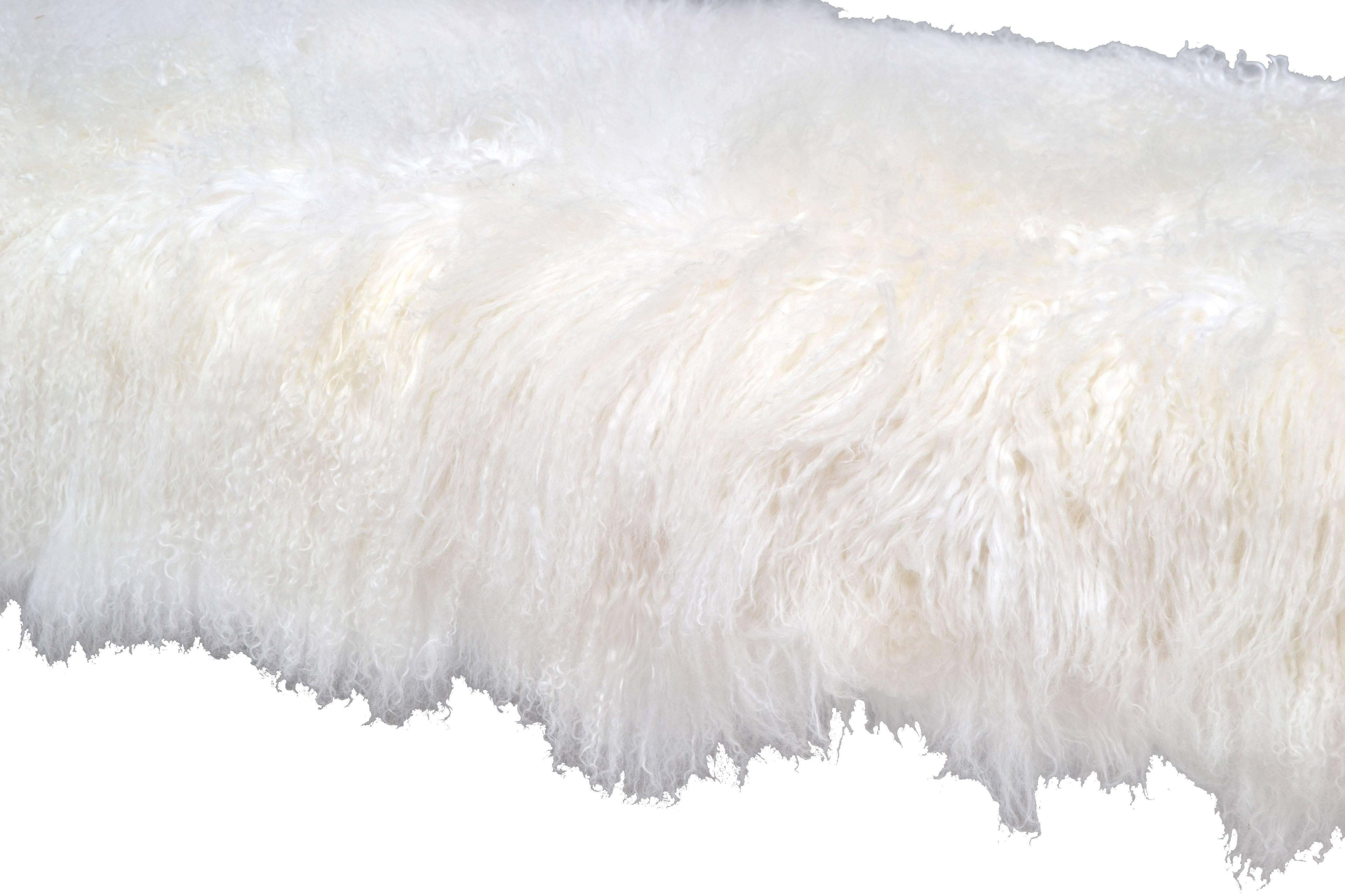 American Tibetan Sheepskin Bench with Lucite Legs