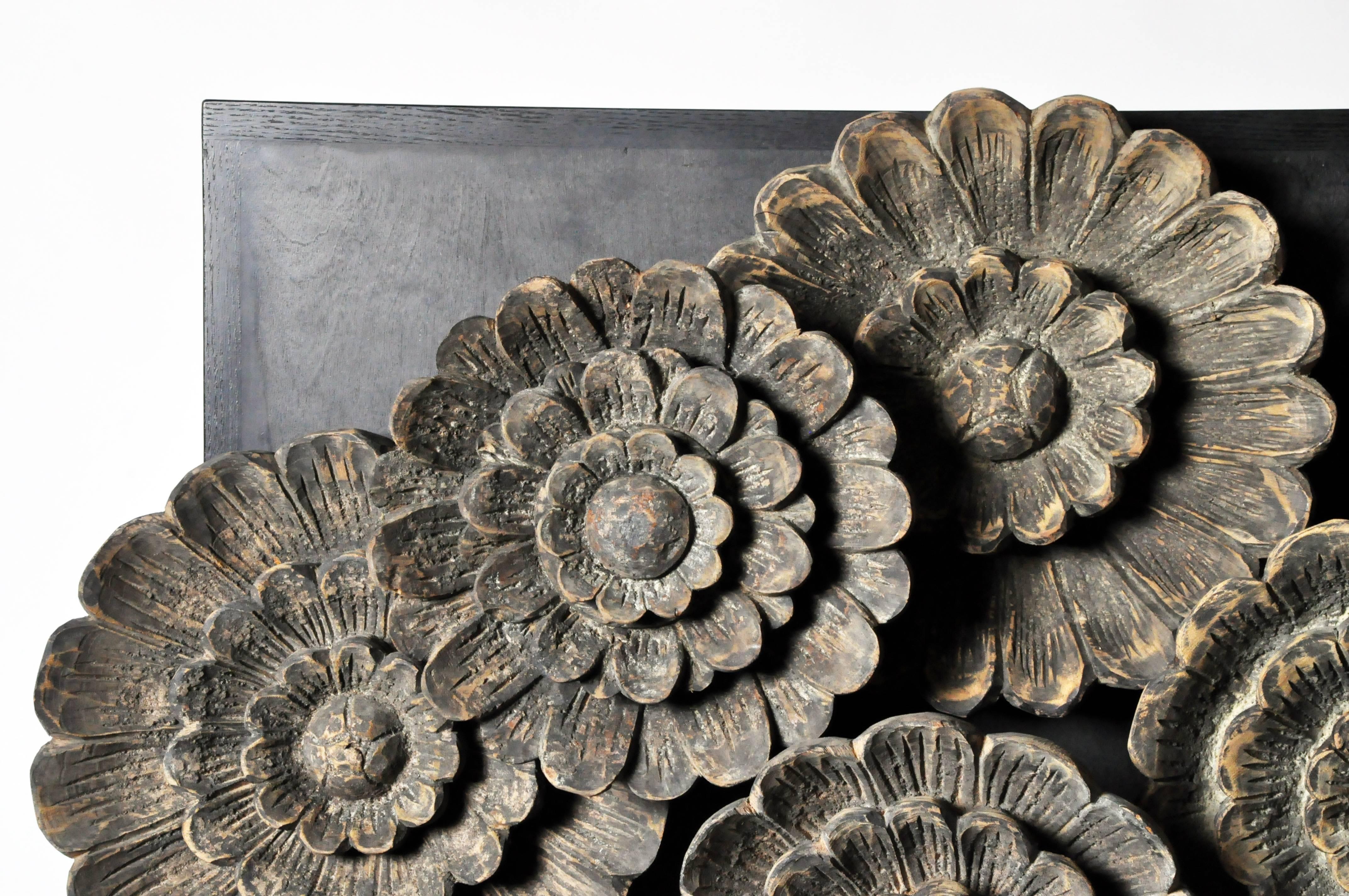 Hand-Carved GT Atelier Lotus Flower Wall Panel