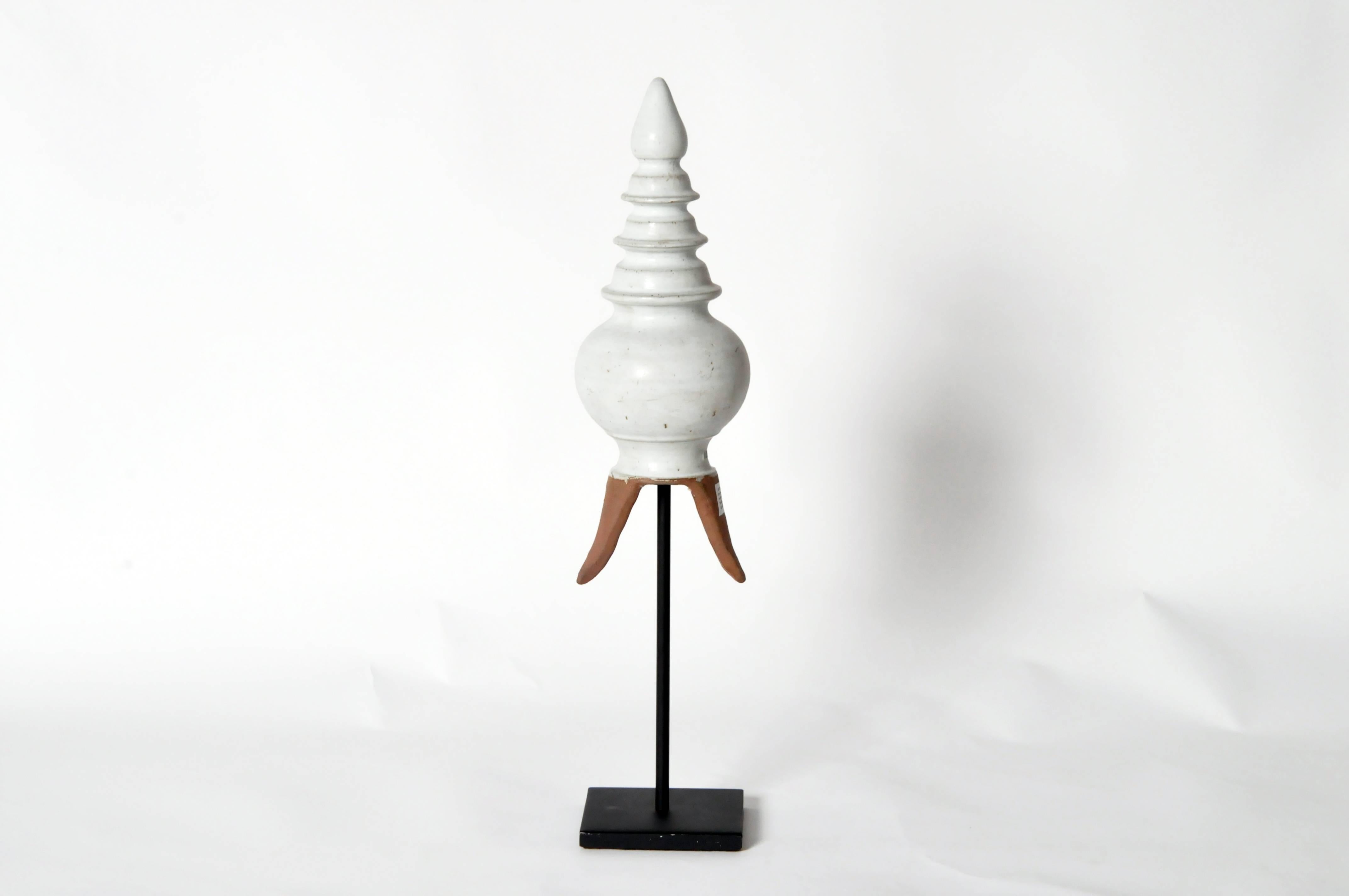 Metal Southeast Asian Stupa Finial in Matte White