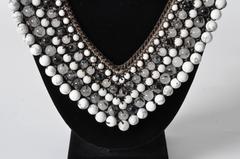 Multi-Gemstone Bib Necklace in Howlite and Rutile Quartz