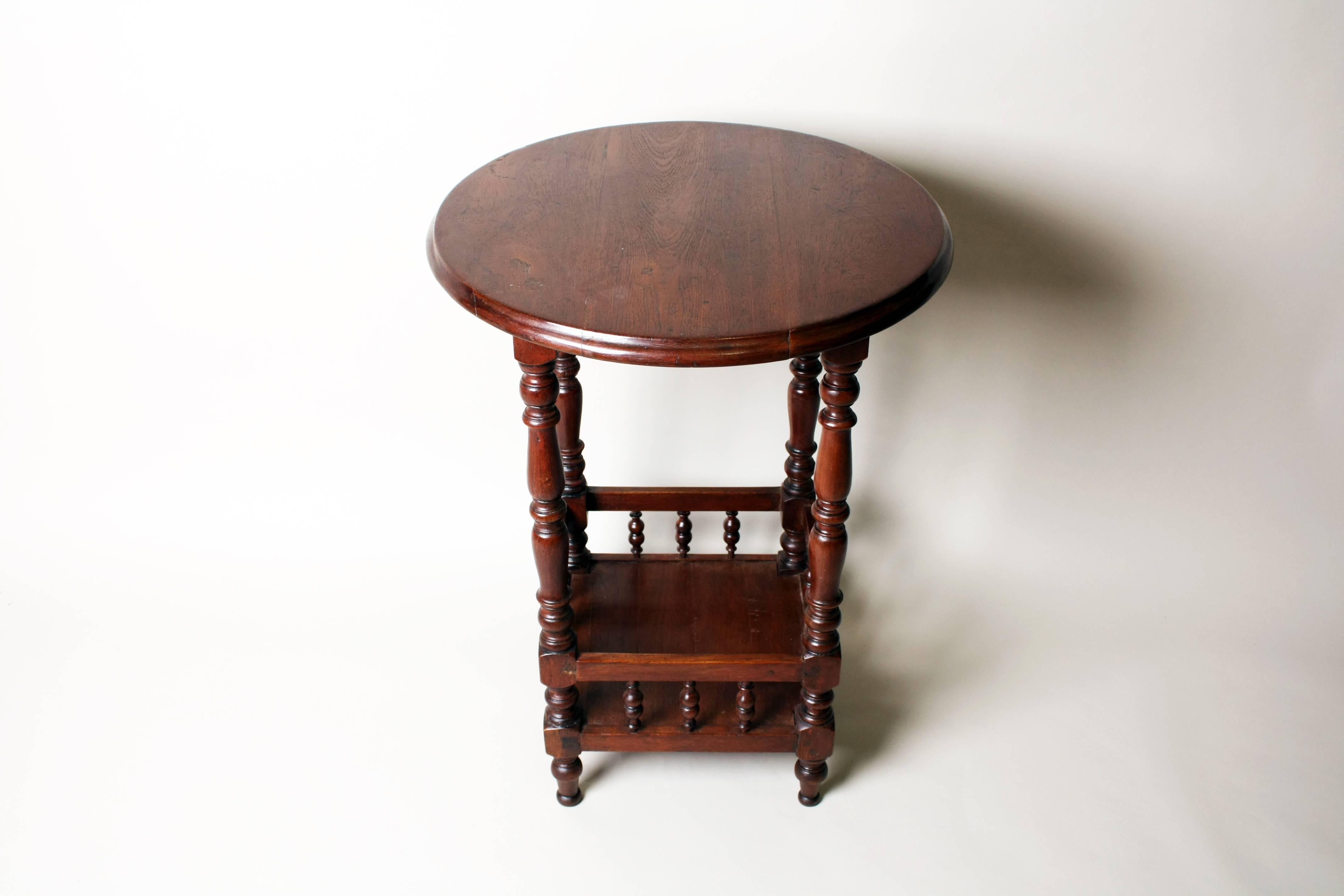 Turned British Colonial Two-Tiered Occasional Table