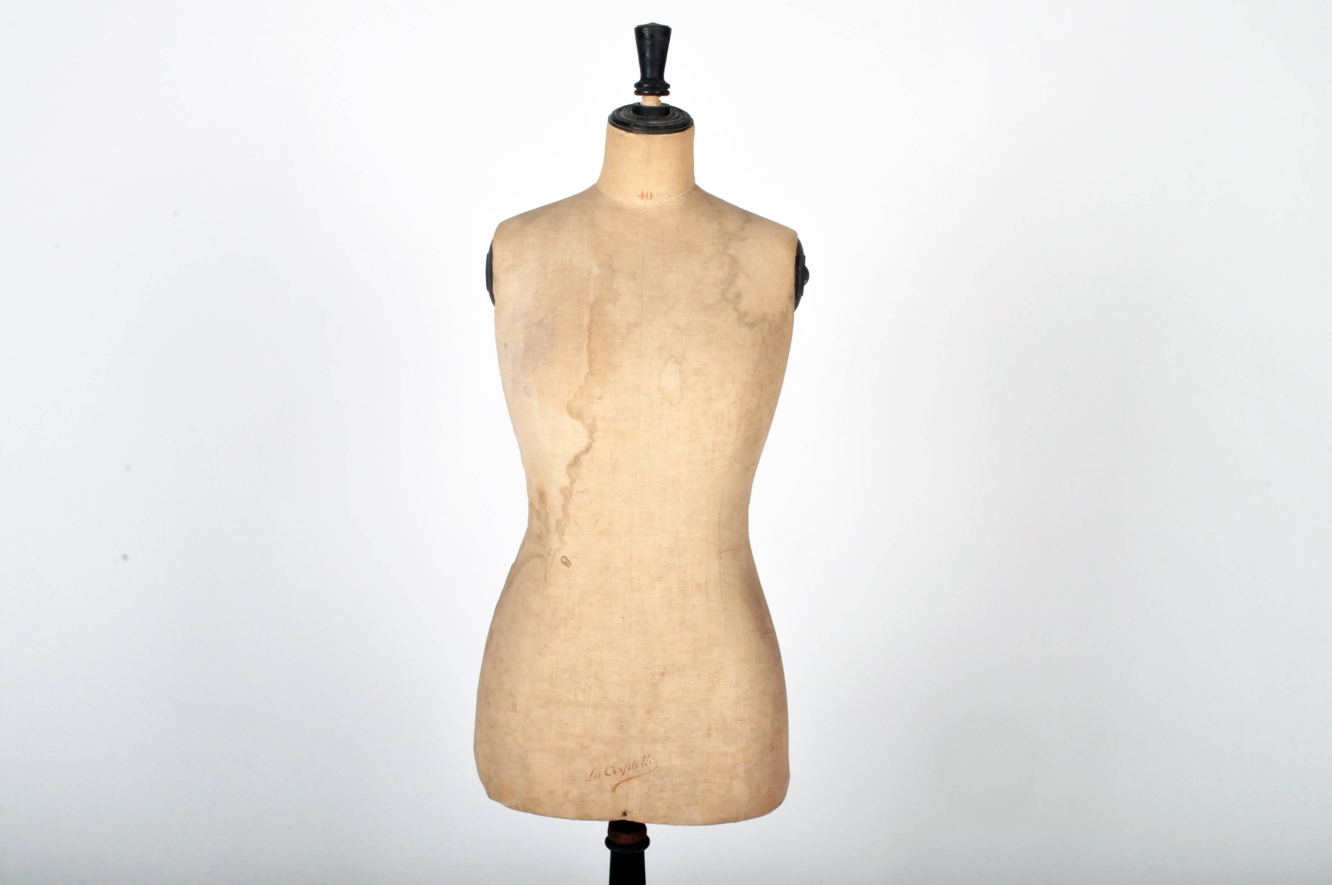 This cloth covered female torso is raised on a cylindrical pedestal supported by three cabriole legs. These forms—also referred to as ‘lay figures’—dotted the floors of tailor and dressmaker shops, and are still used in fashion and artist studios