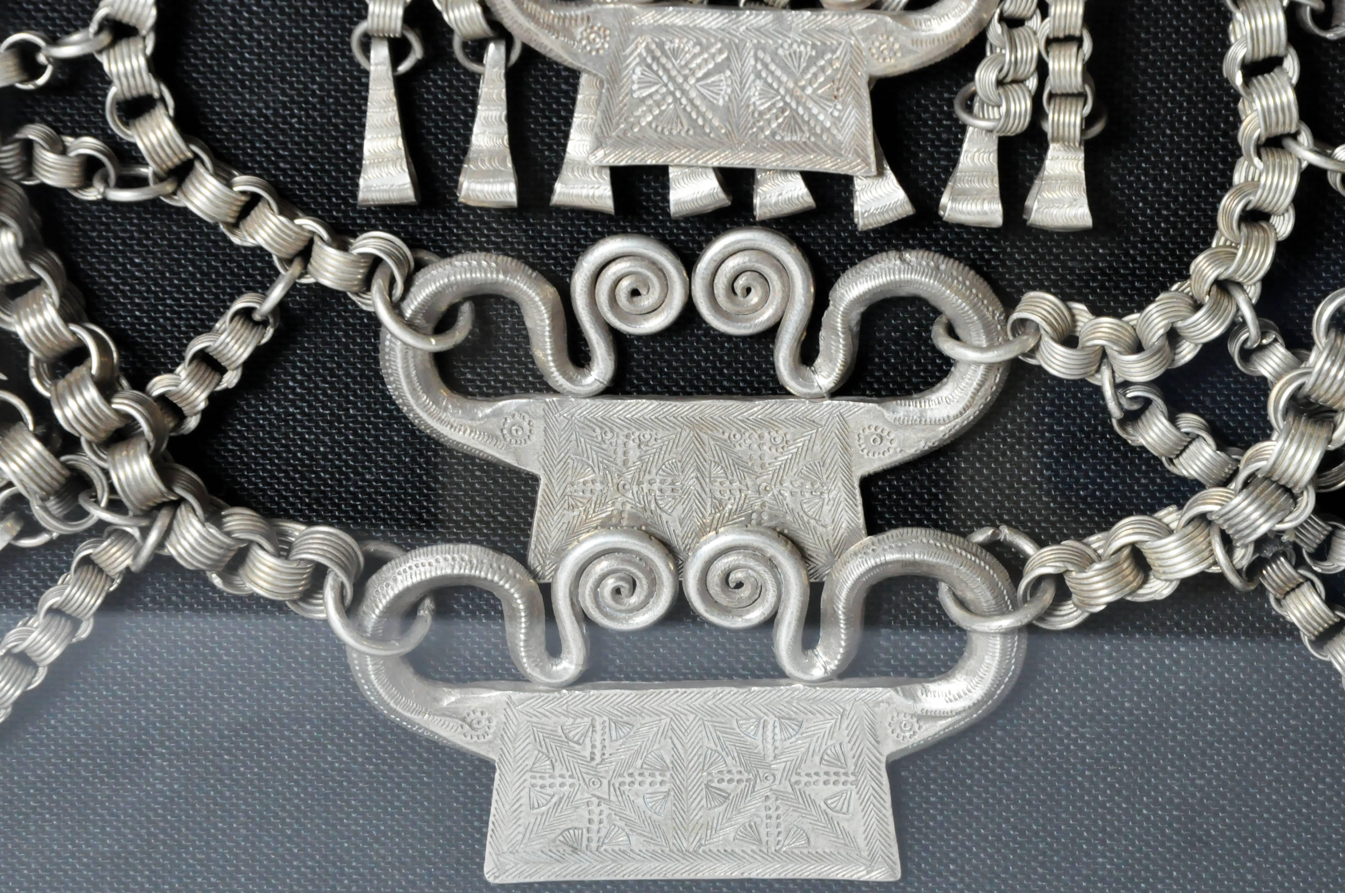 Laotian H’mong Tribe Silver Spirit Lock Necklace For Sale