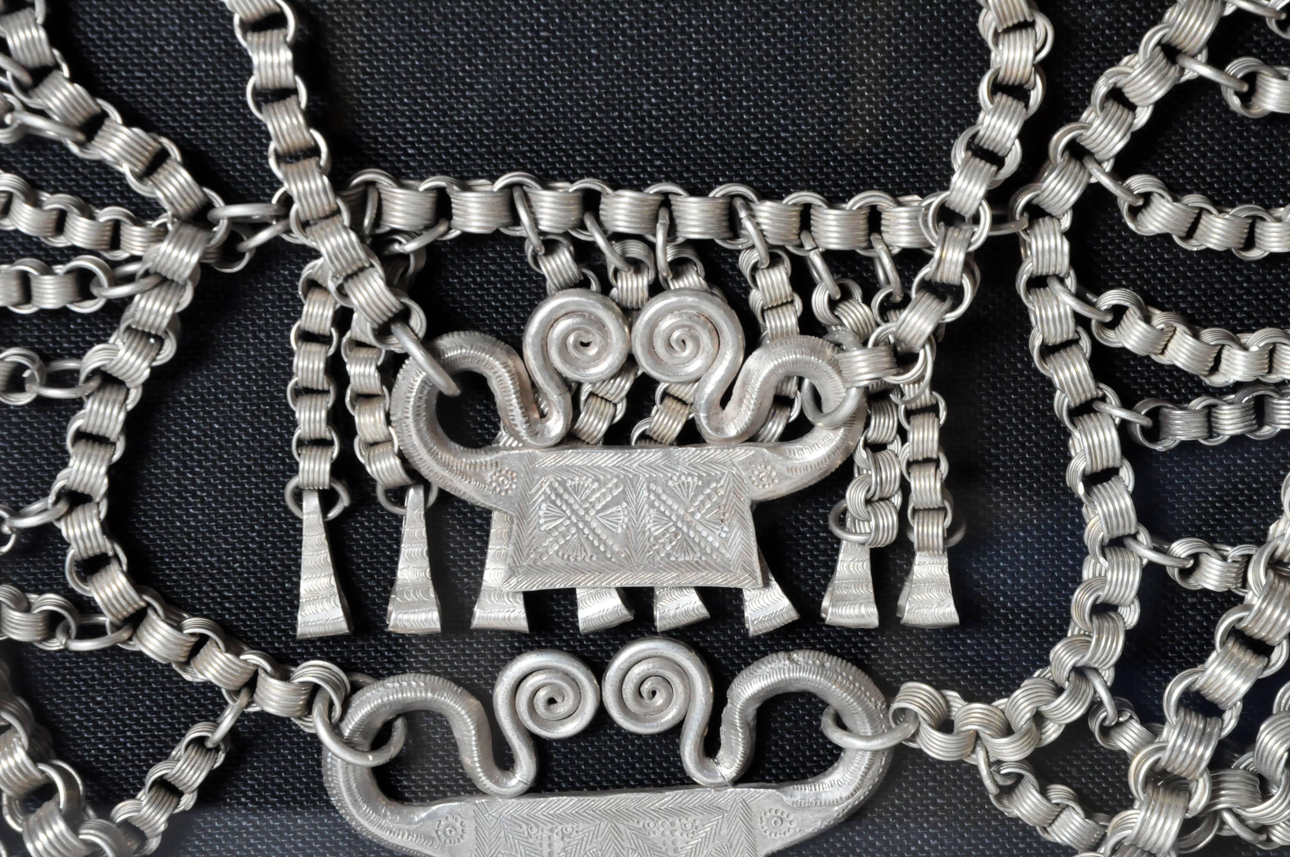 Tribal H’mong Tribe Silver Spirit Lock Necklace For Sale