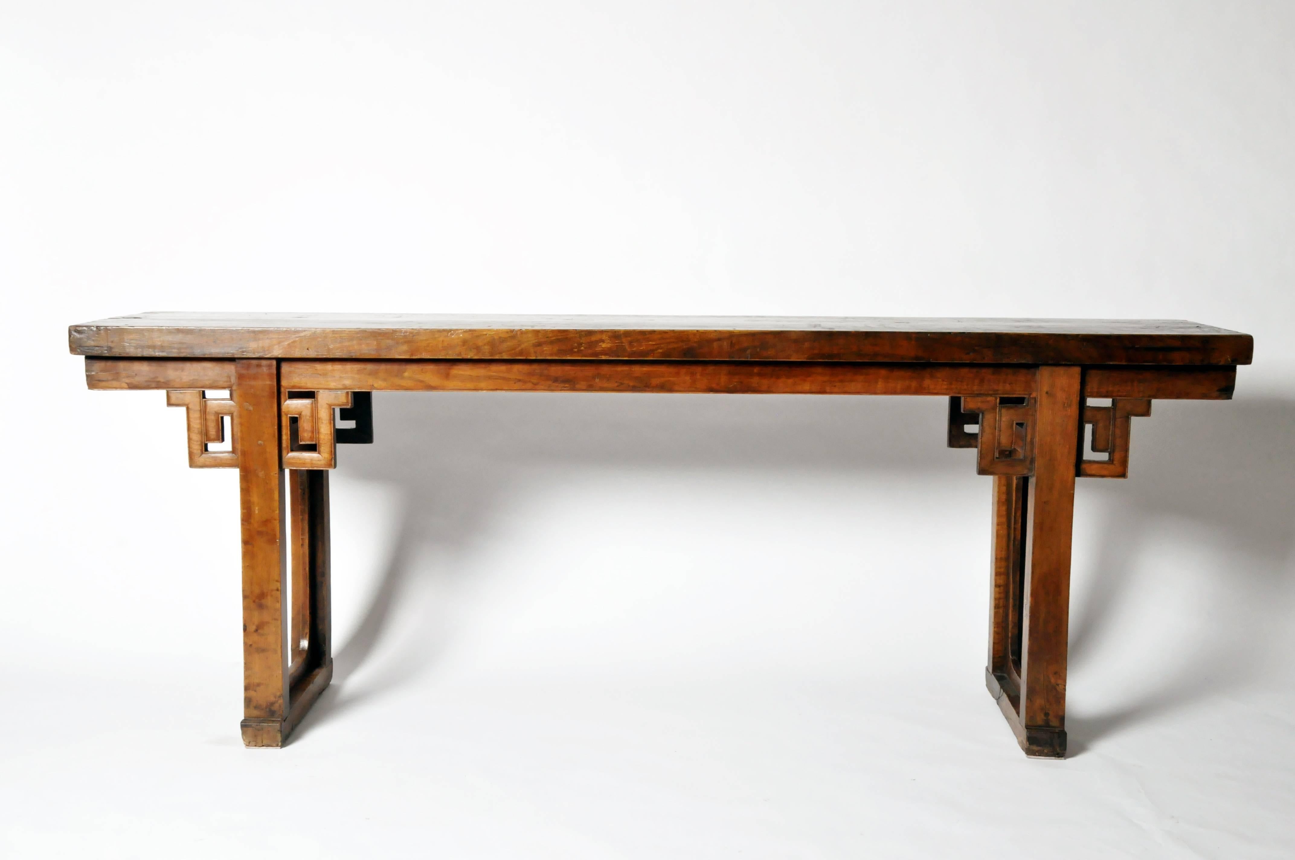 Hand-Carved Chinese Open Trestle-Leg Altar Table