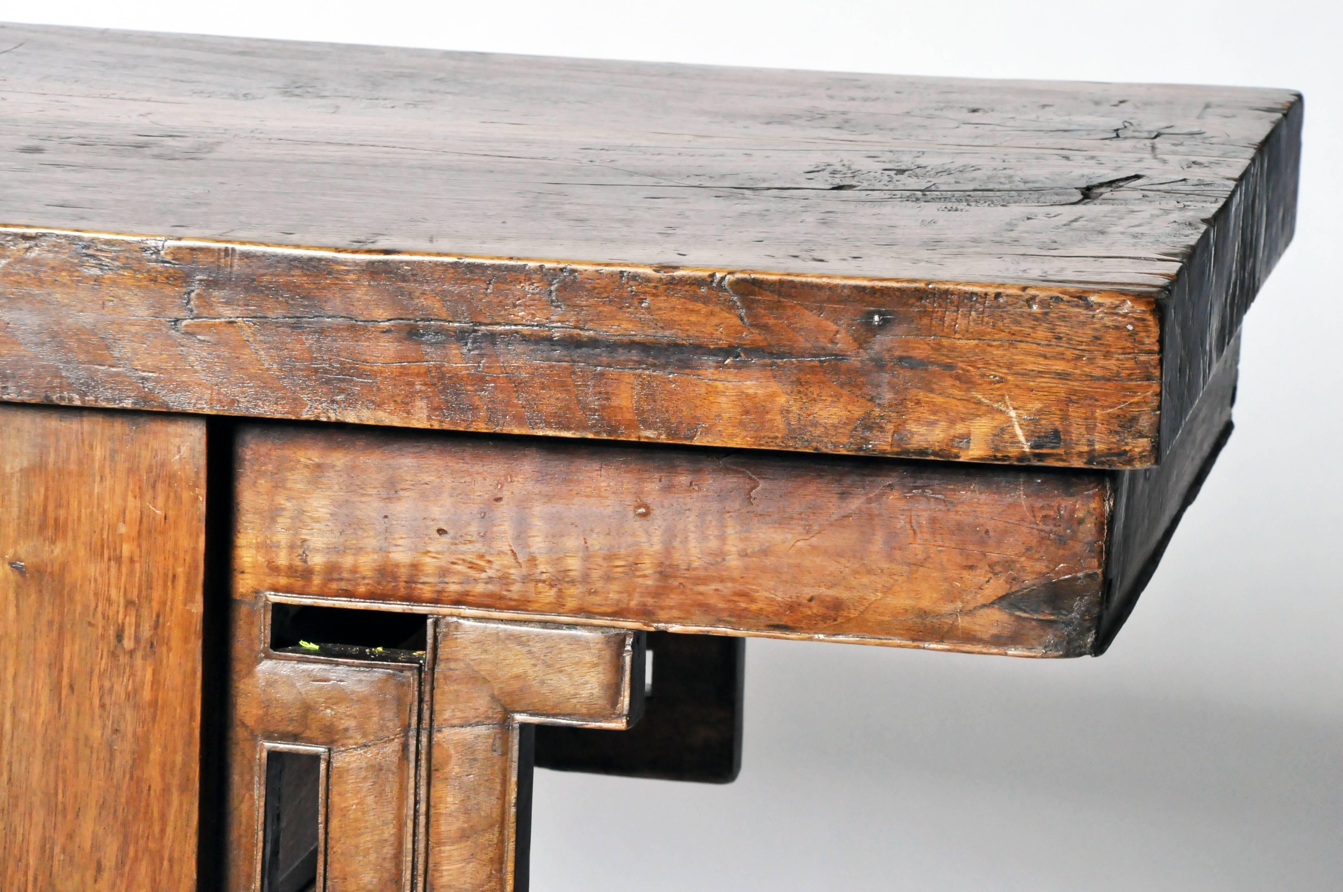 Walnut Chinese Open Trestle-Leg Altar Table