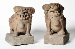 Pair of Chinese Stone Guardian Lions