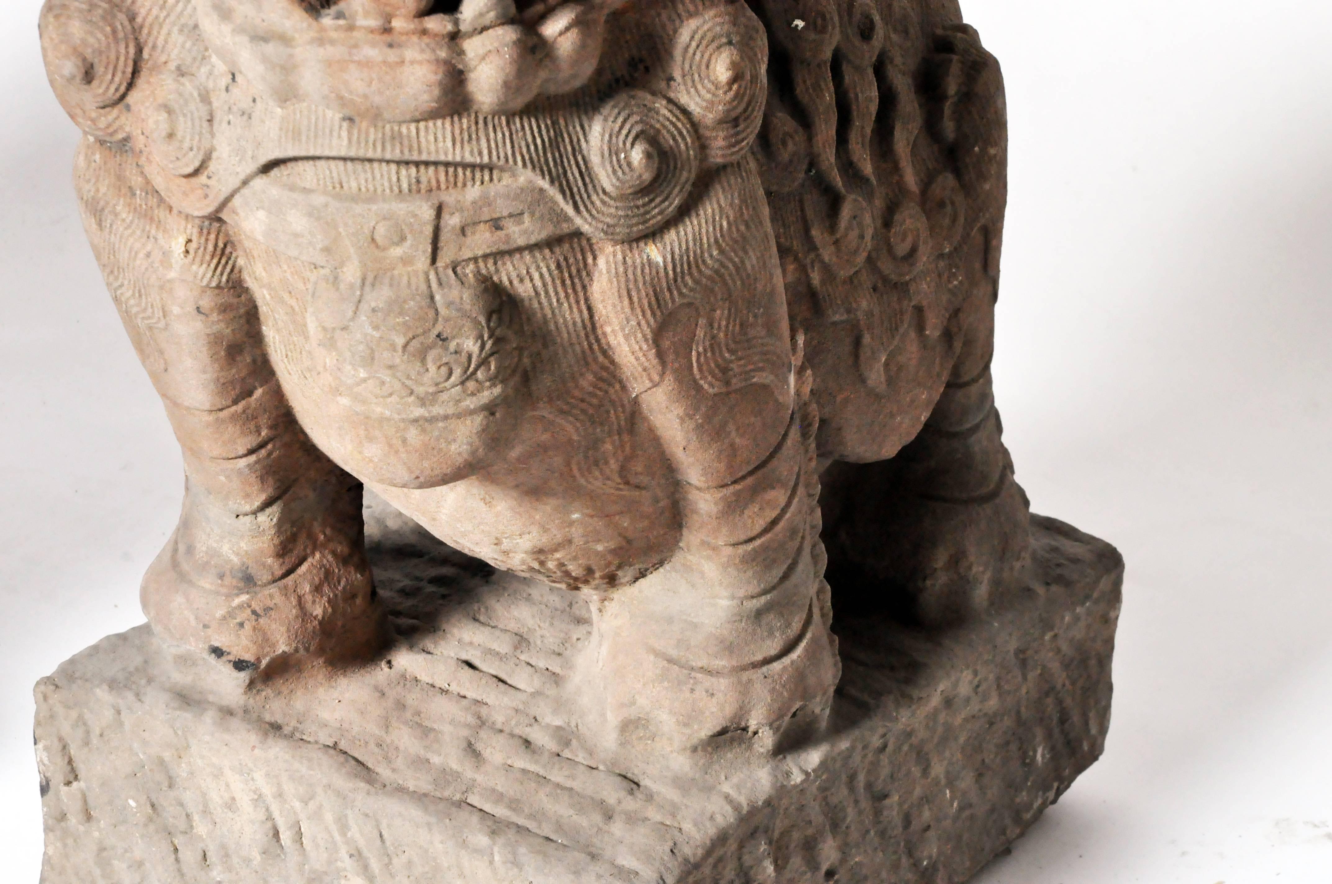 Pair of Chinese Stone Guardian Lions 3