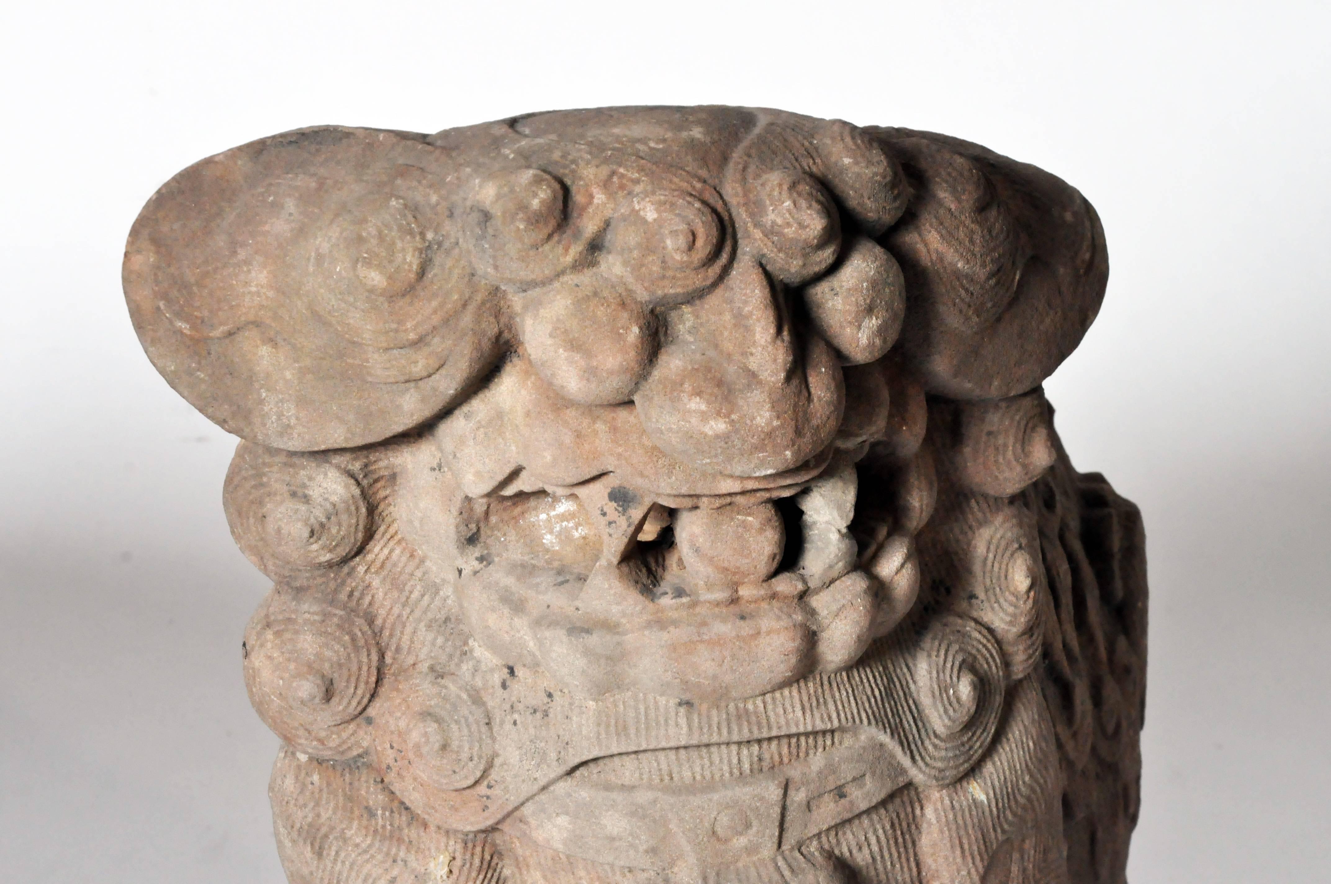Pair of Chinese Stone Guardian Lions 1