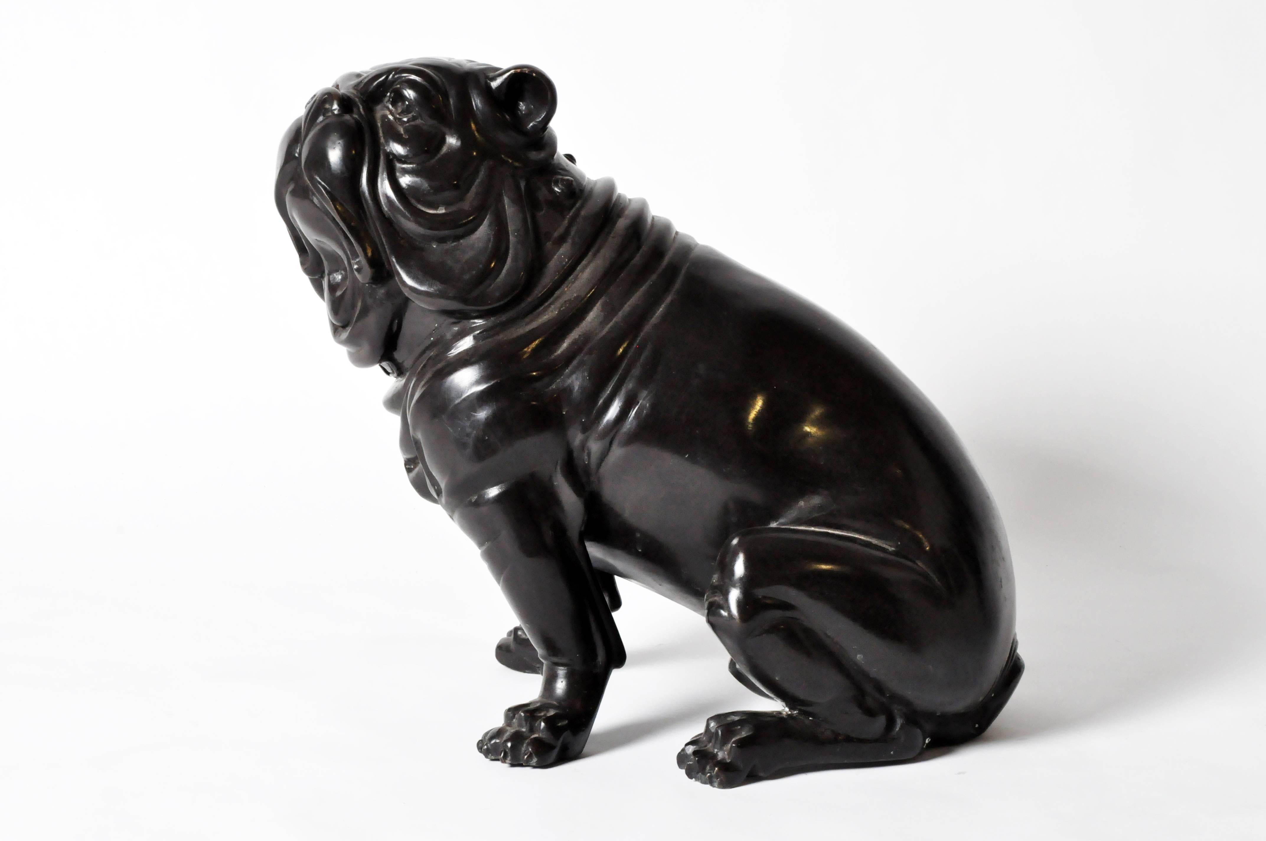 Mid-Century Modern Pair of Vintage Brass Animalier Figures of English Bulldogs﻿