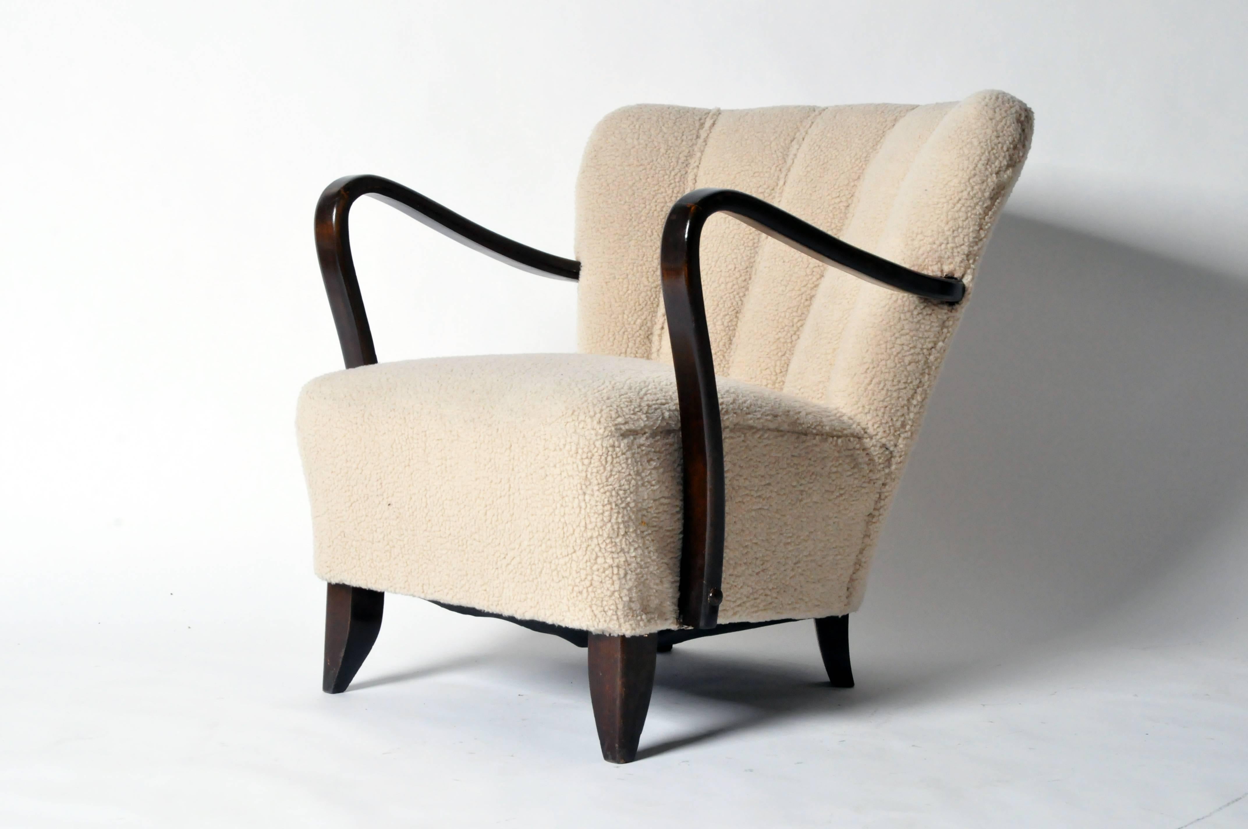 Danish Pair of Art Deco “Tulip” Open Armchairs