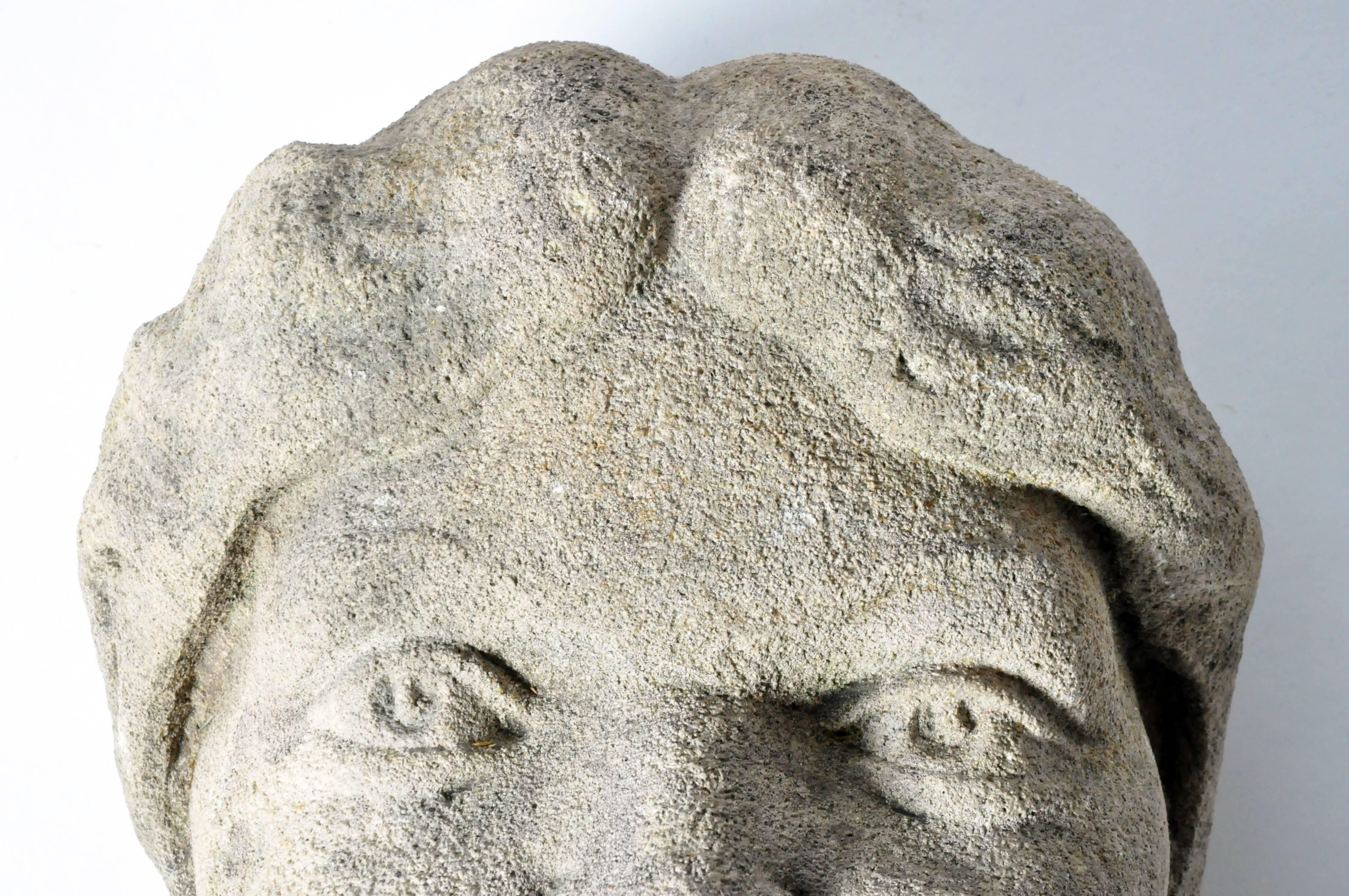 Stone Fragment of a Face In Good Condition In Chicago, IL