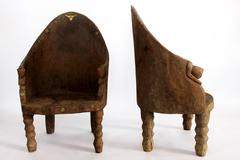 Important Carved Chair with Tiger and Mithun Head Decoration