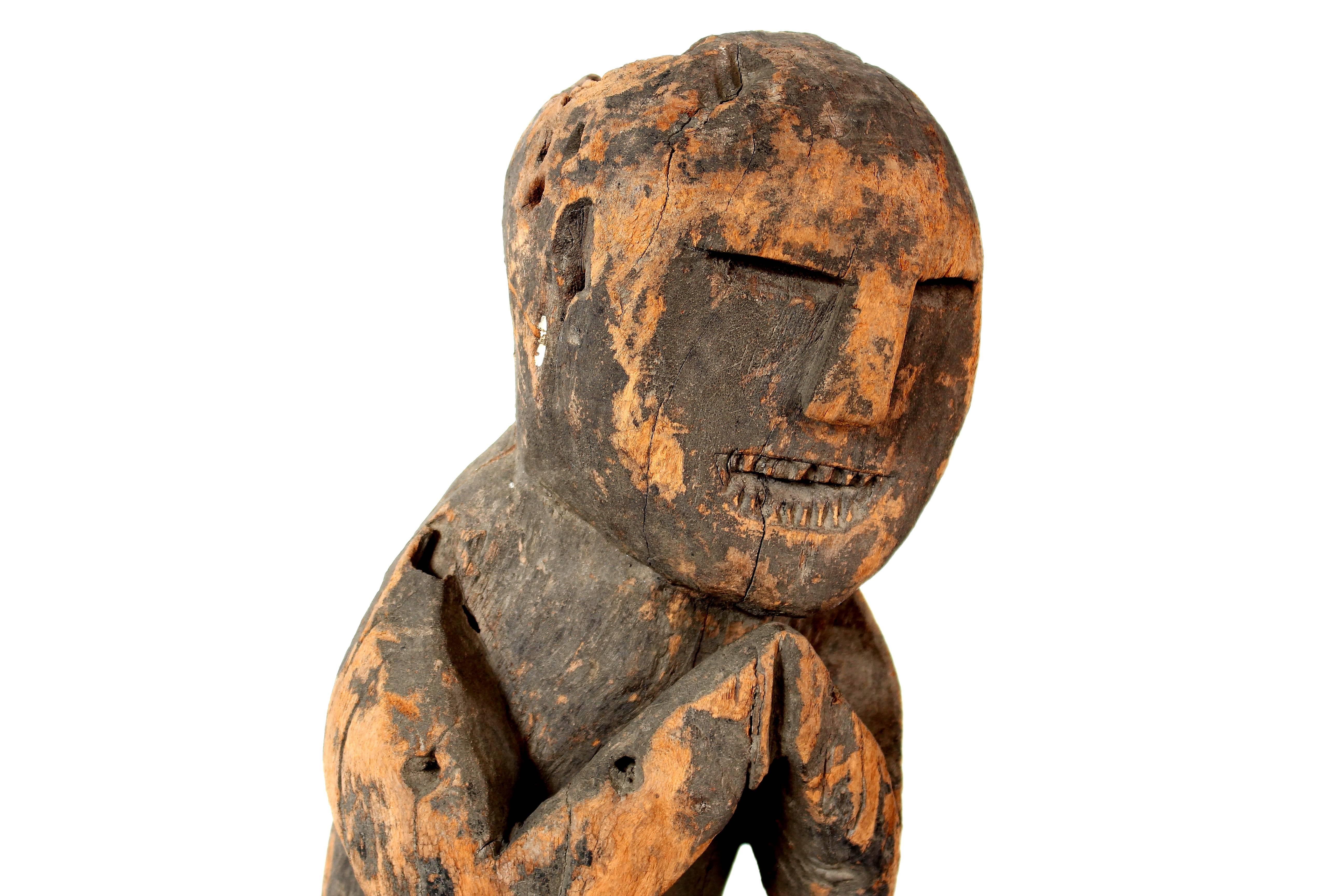 Indian Naga Effigy Carving of a Squatting Man