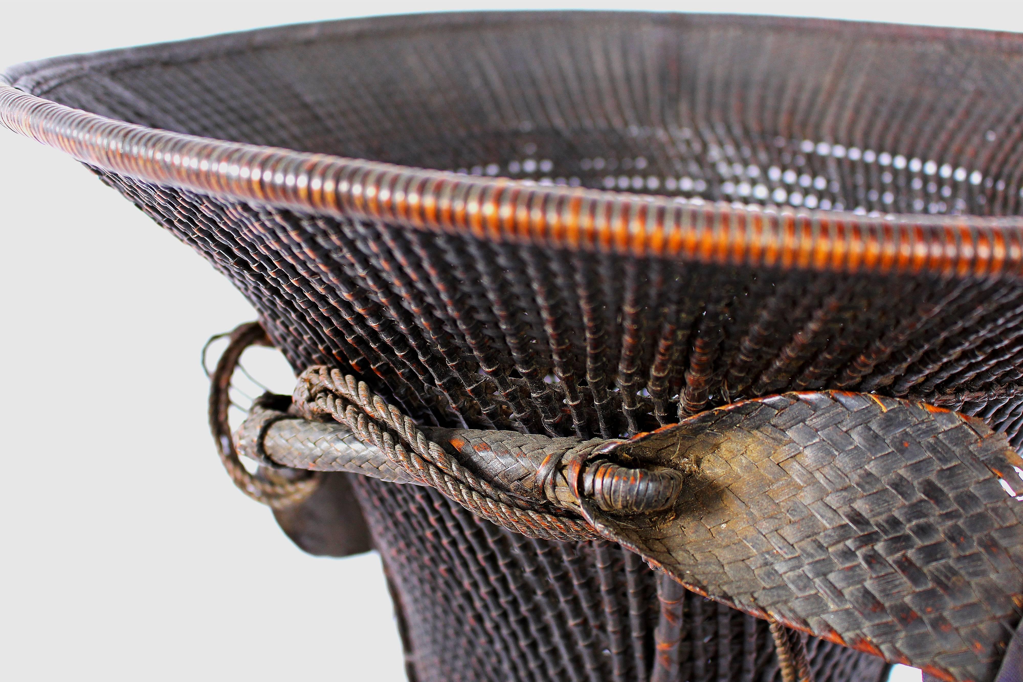 Hand-Woven Large Woven Carrying Basket with Forehead Strap