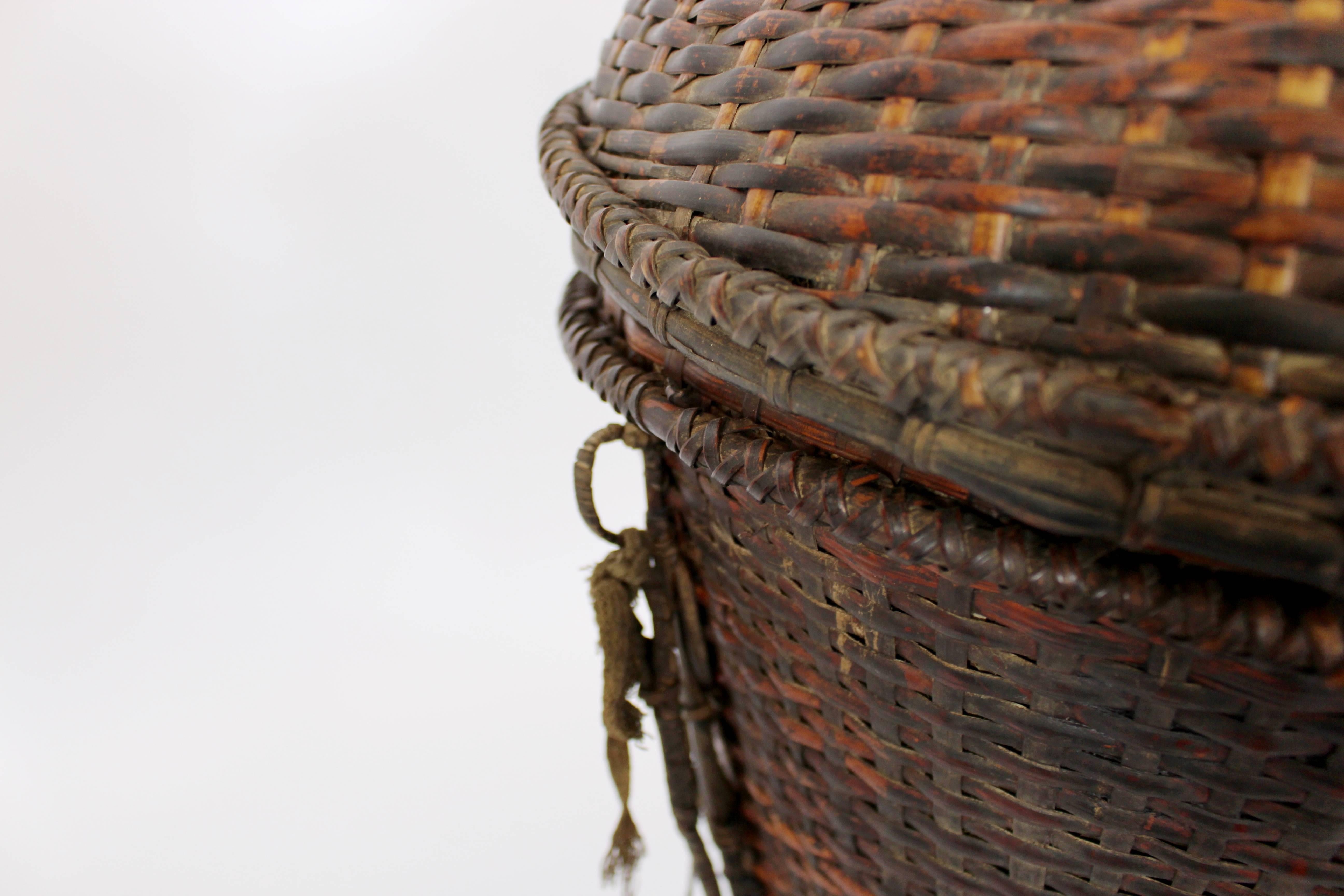 Cane Woven Storage Basket with Lid