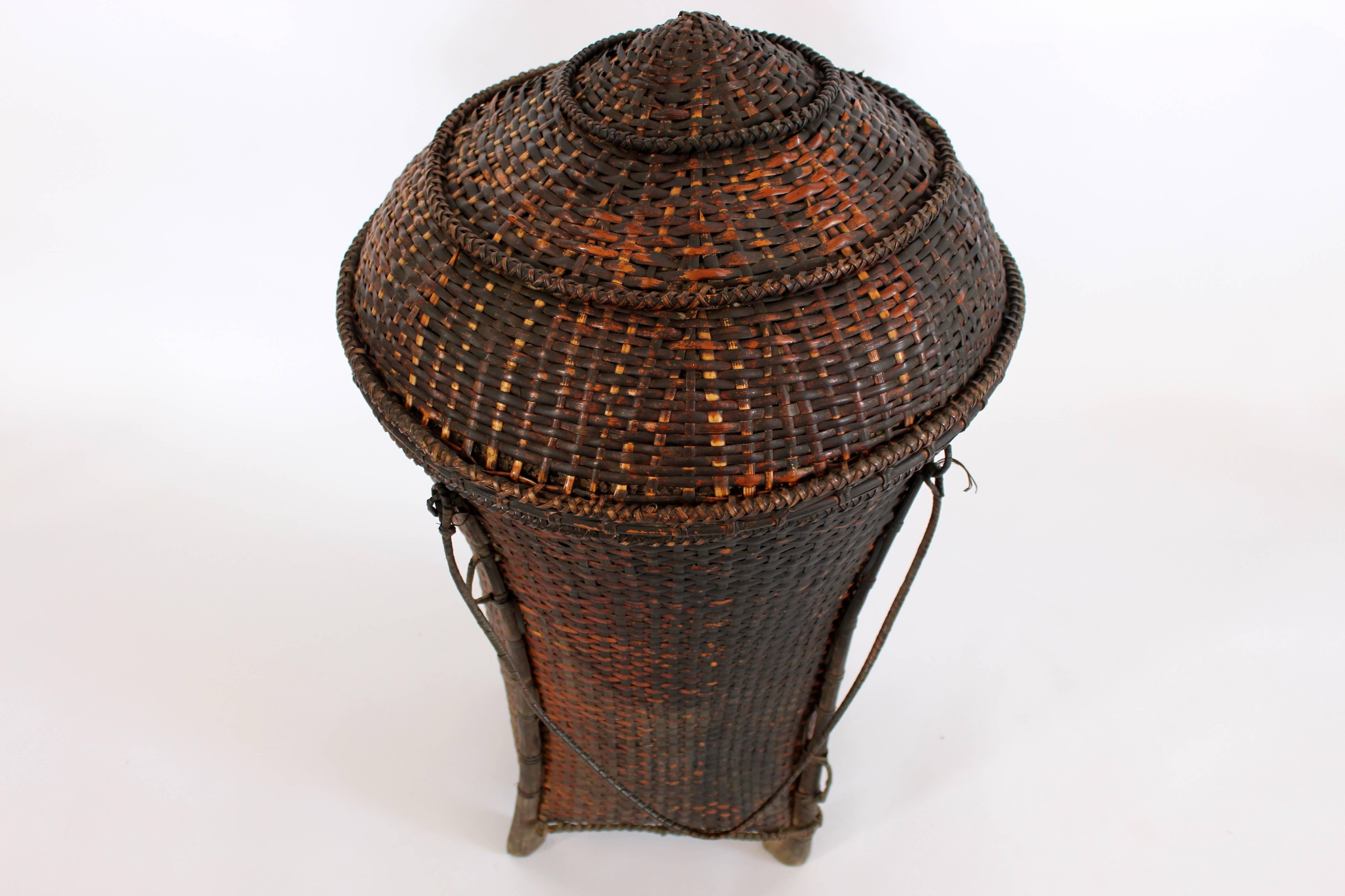Indian Woven Storage Basket with Lid